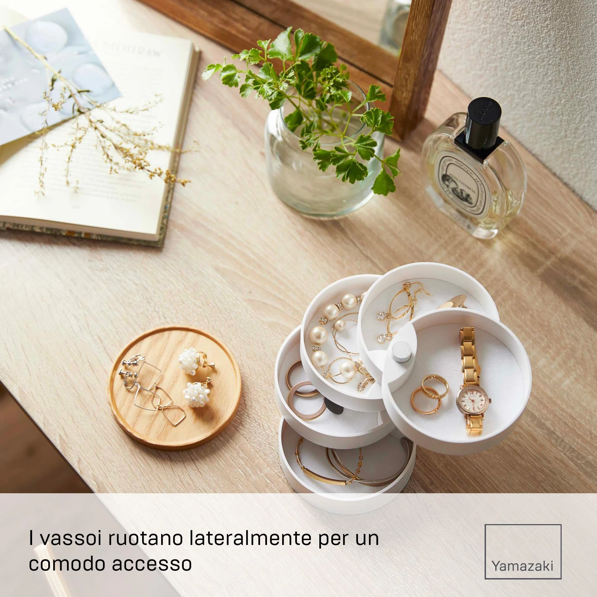 Yamazaki TOSCA 5-Tiered Accessory Box White Wood Steel ABS Resin 10x10x12.5 cm