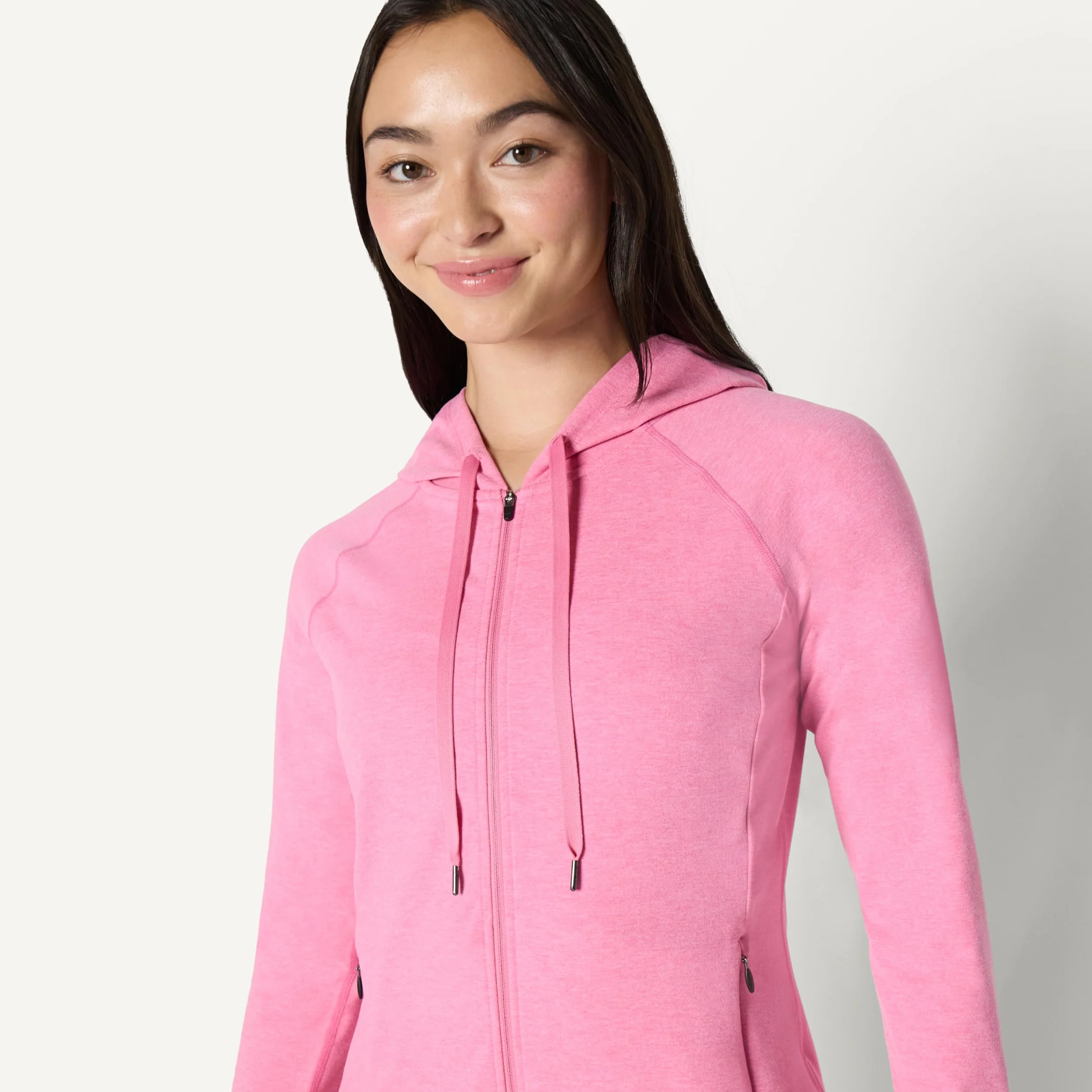 Amazon Essentials Giacca Sportiva Morbida e Leggera con Cappuccio e Zip Lunga, in Tessuto Tecnico, da Allenamento Donna