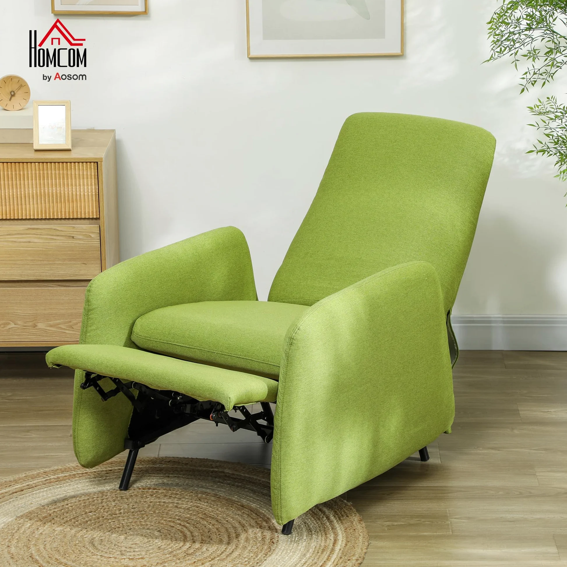 HOMCOM Poltrona Relax Reclinabile Manuale con Poggiapiedi, Poltrona Reclinabile in Tessuto Effetto Lino, Copertura Rimovibile per Camera da Letto, Soggiorno e Salotto, Grigio