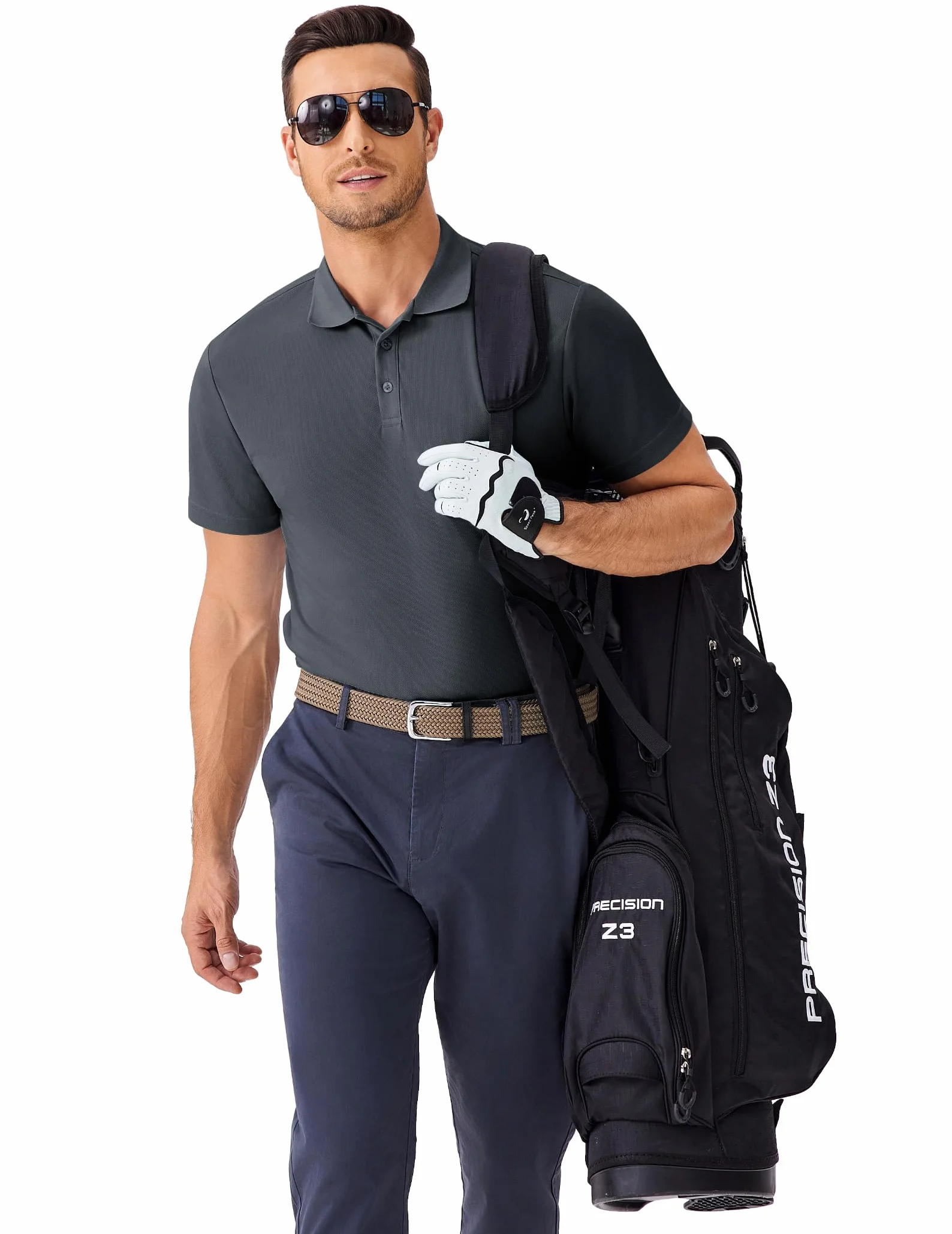 PINSPARK Polo Uomo Maniche Corte Traspirante Golf Sportiva Leggera Asciugatura Rapida