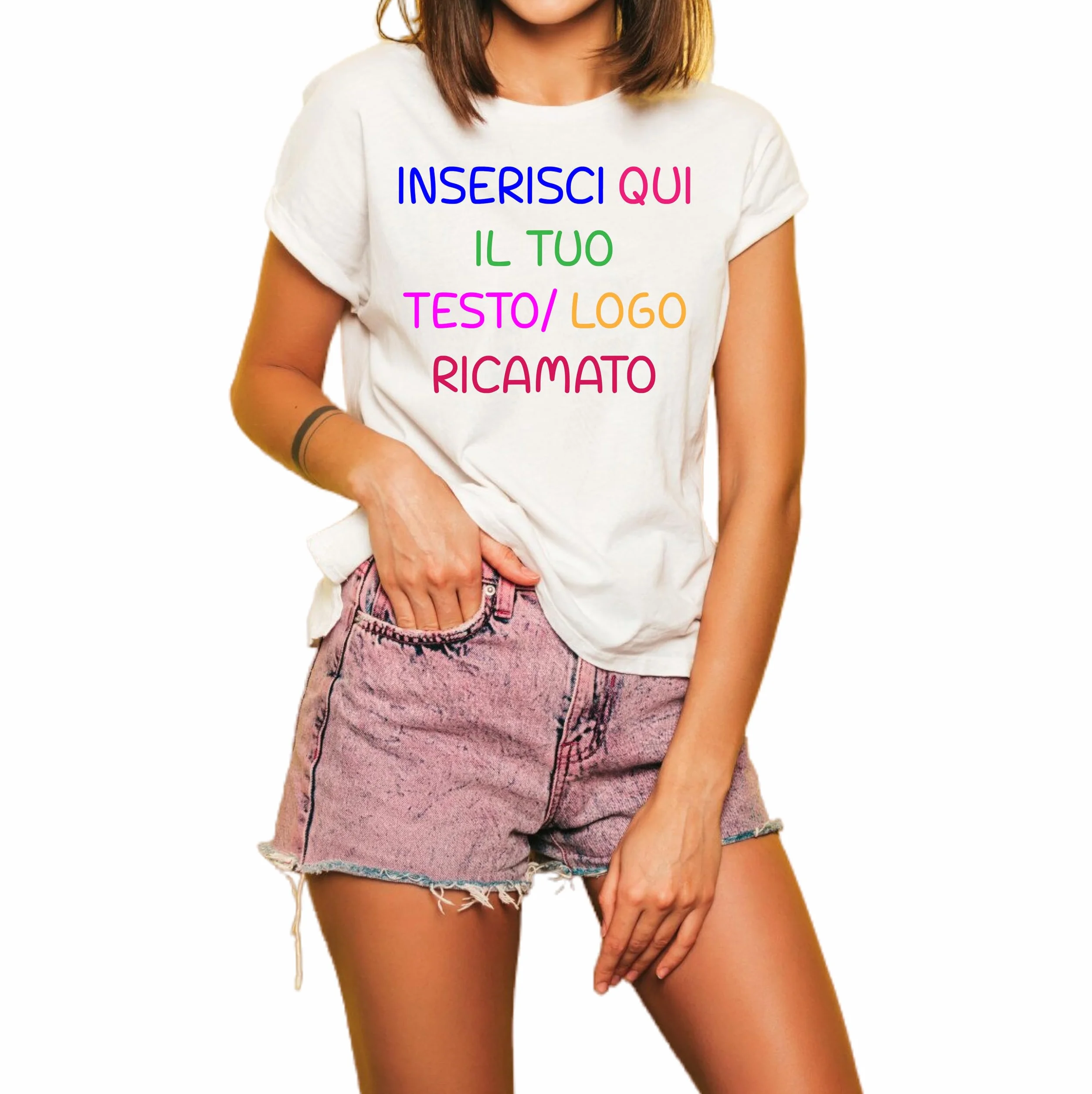 Maglietta Personalizzata 100% Cotone Stampa Testo Logo Ricamo Unisex