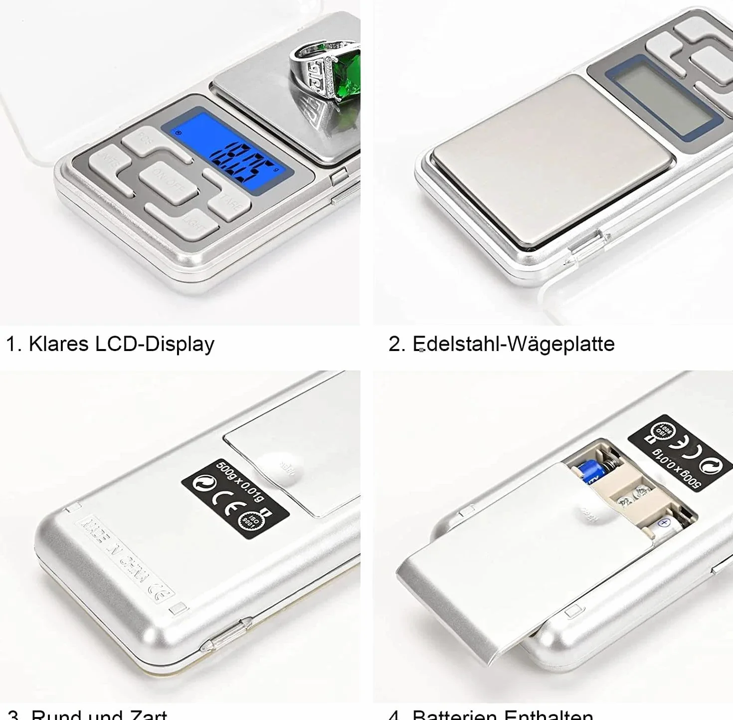 Gvolatee Bilancia da Cucina, con Display Retroilluminato a LCD e Funzione di Tara, Bilancia Elettronica, Bilancino Digitale High Precision 500g /0.01g, Bilancia di Precisione, per Casa e Cucina
