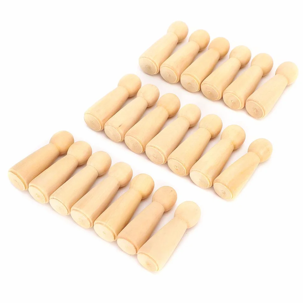 20pcs bambole con piolo in legno figure in legno non finite naturali per pittura d'arte, artigianato fai da te, bambola decorativa per la casa