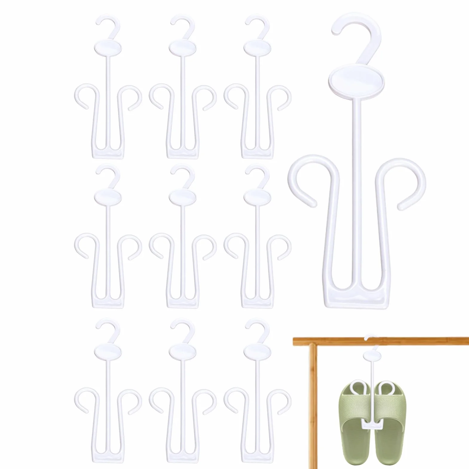 Set 10 ganci per scarpe da appendere, organizer per pantofole cotone