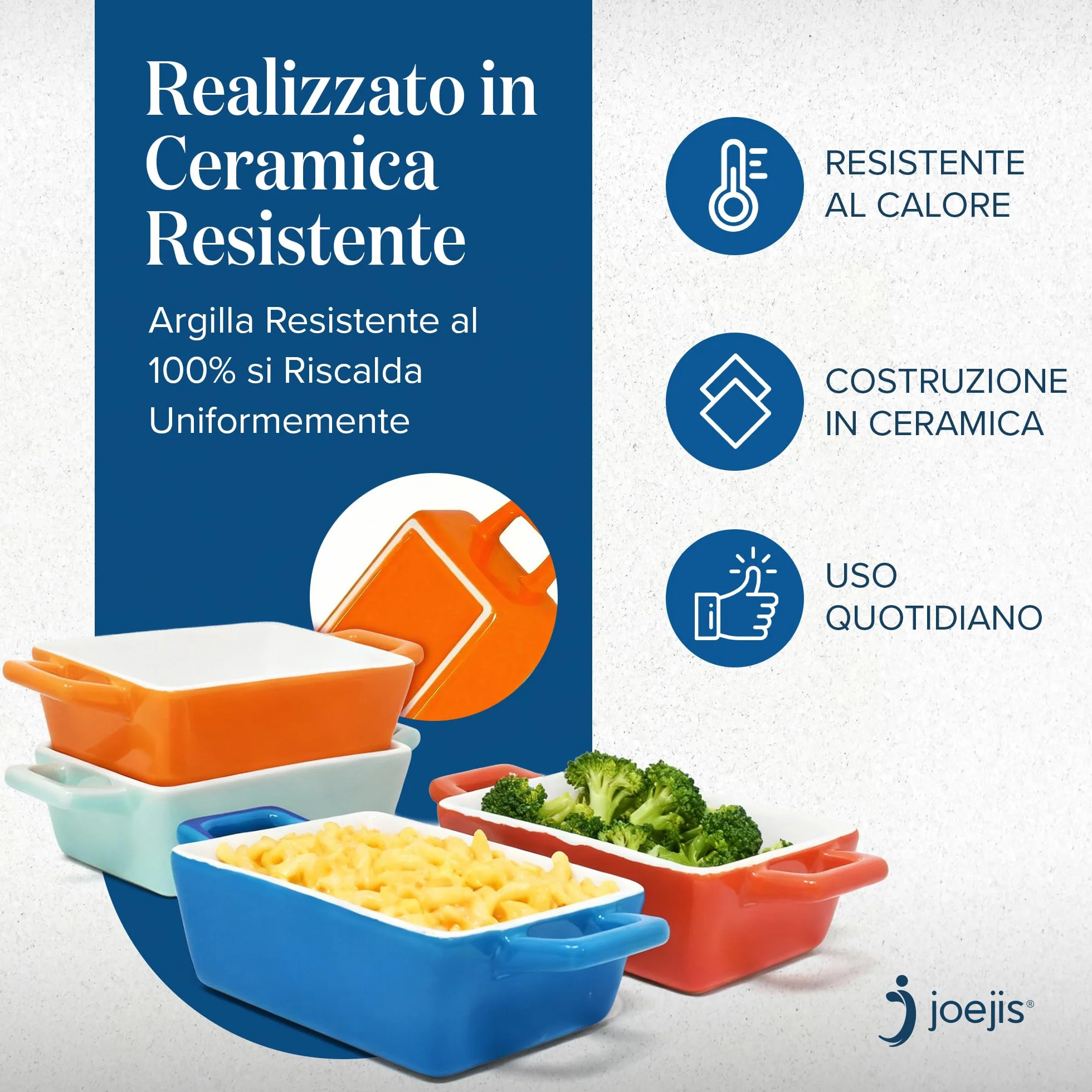 Joeji’s Kitchen Set 4 Pirofila da Forno in Ceramica – Cocotte Monoporzione da Forno Rettangolare per Lasagne, Pasta e Dolci – Teglia Ceramica da Forno Versatile (325 ml)