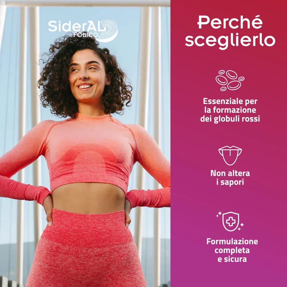 SiderAL Folico, Integratore alimentare con Ferro Sucrosomiale®, Quatrefolic®, Vitamine D3 e B12 Sucrosomiali®, Donne in Gravidanza, Allattamento, Ciclo mestruale, 20 bustine orosolubili, Pharmanutra