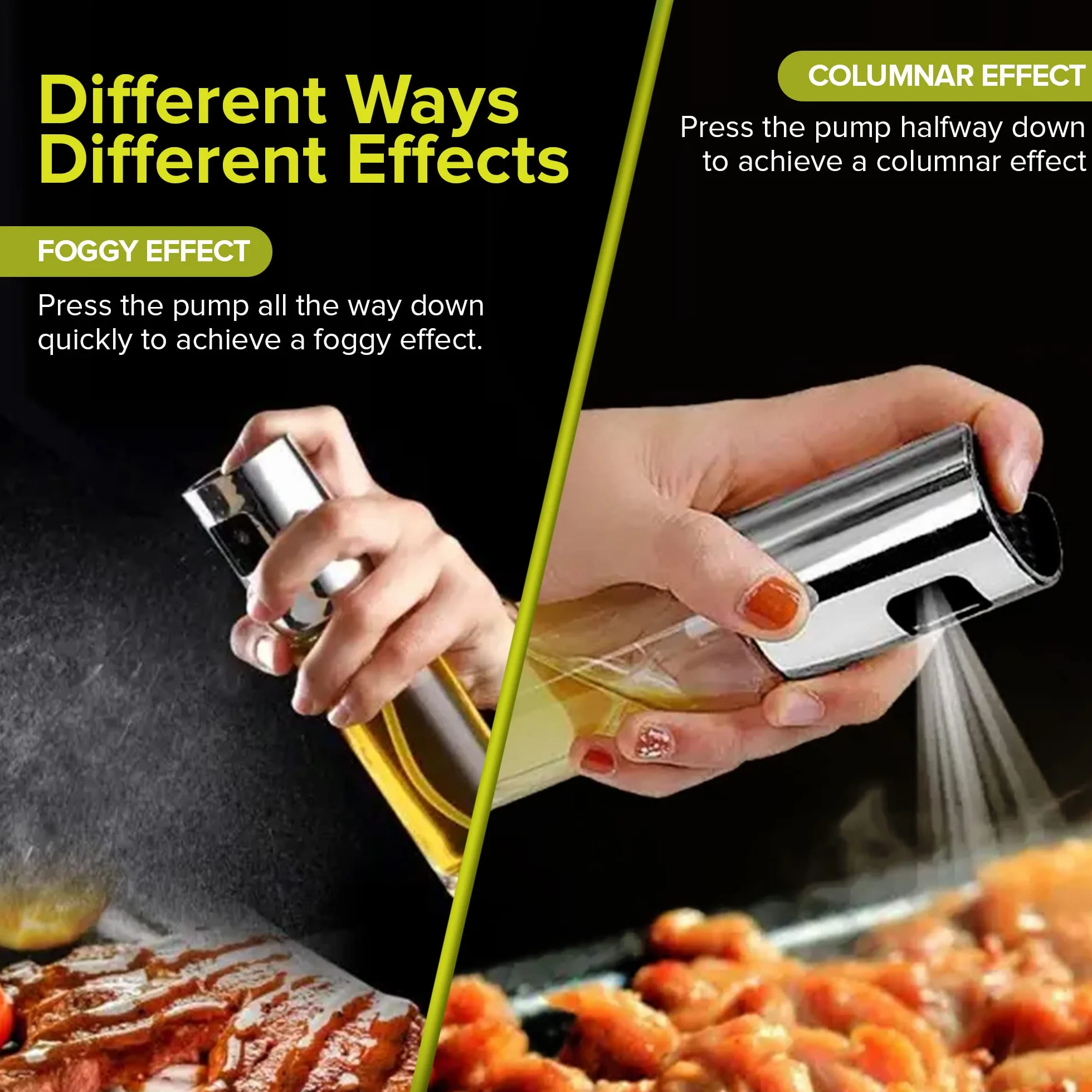 PORTENTUM Spruzzatore Olio Spray Acciaio Inox 100ml Oliera Vetro Cucina Friggitrice Aria