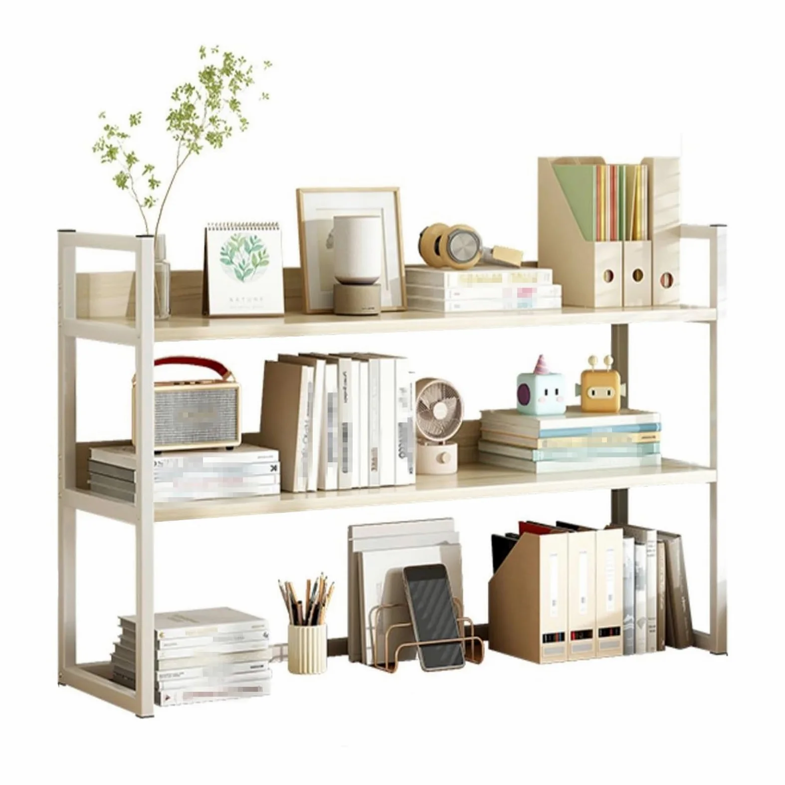 Libreria da Scrivania Da Appoggio Salvaspazio Scaffale da Scrivania，scaffale da Scrivania, Libreria da Scrivania Organizer, Organizzatore Indipendente per Scrivania(White,80cm*24cm*60cm)