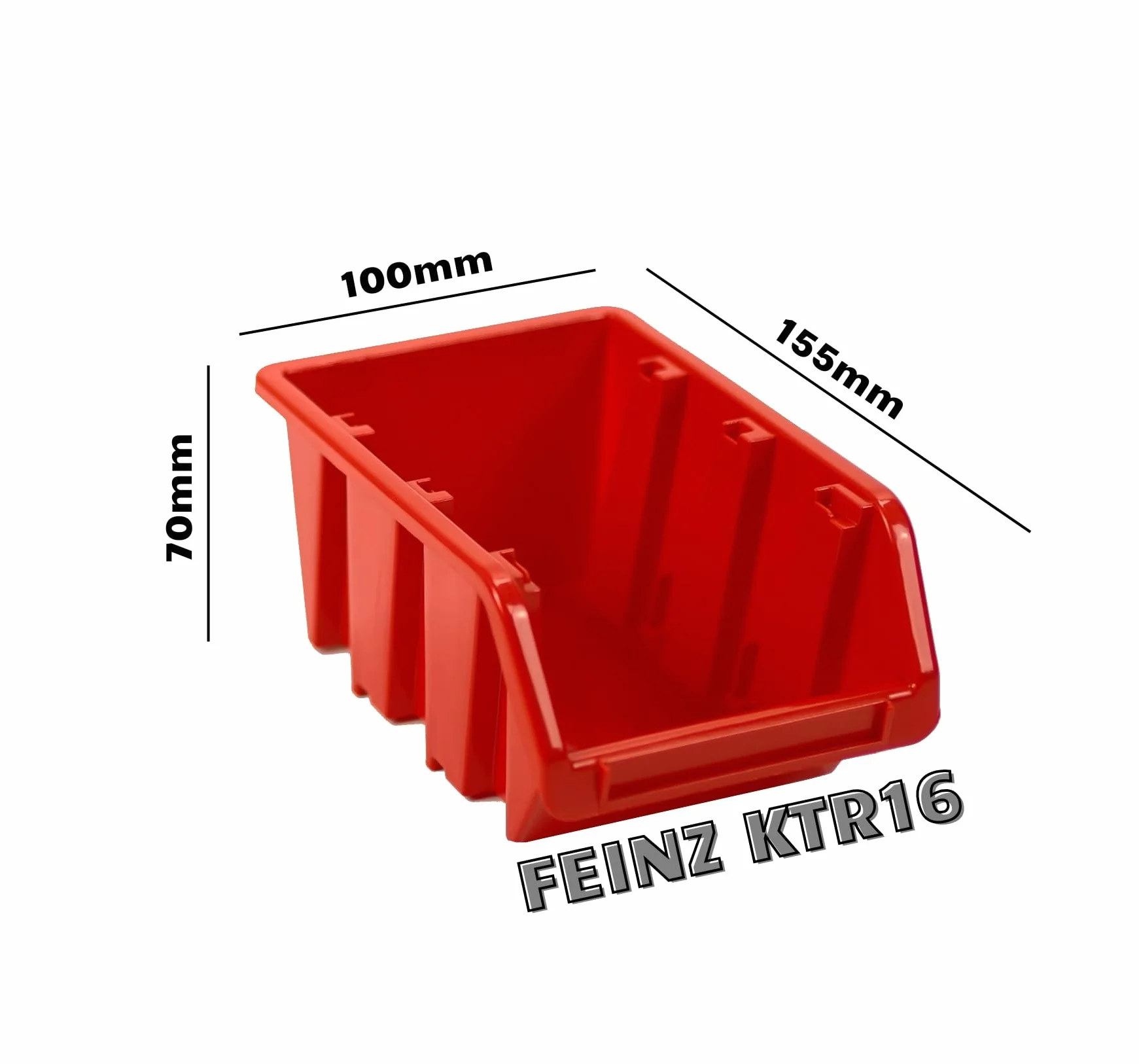 20x Contenitore a bocca di lupo 155x100x80 mm - soluzione robusta e modulare per officina e magazzino - plastica resistente a sostanze chimiche per organizzazione efficiente