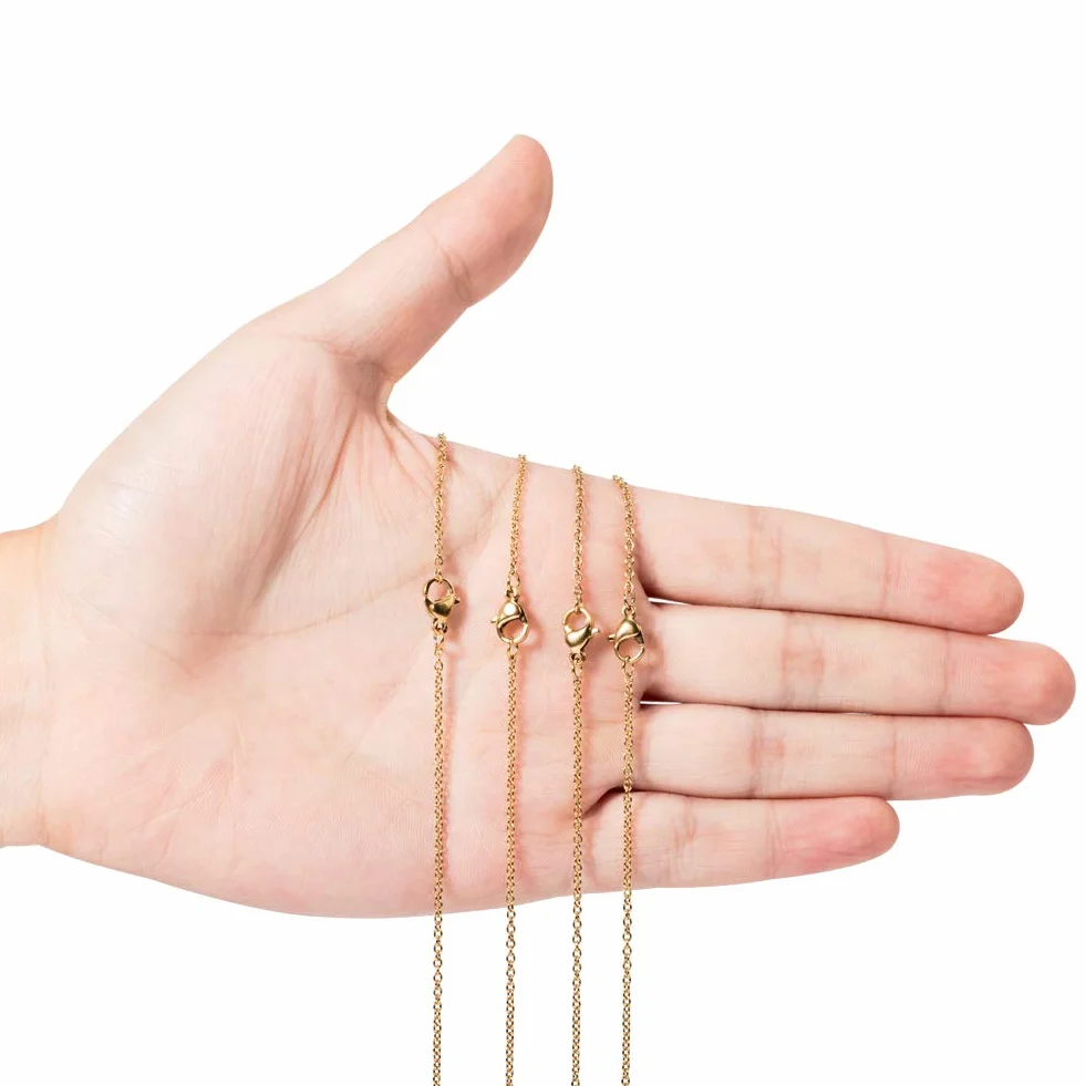 NBEADS Catena in Acciaio Inossidabile 50cm per Gioielli, 20 Pezzi con Chiusura a Moschettone
