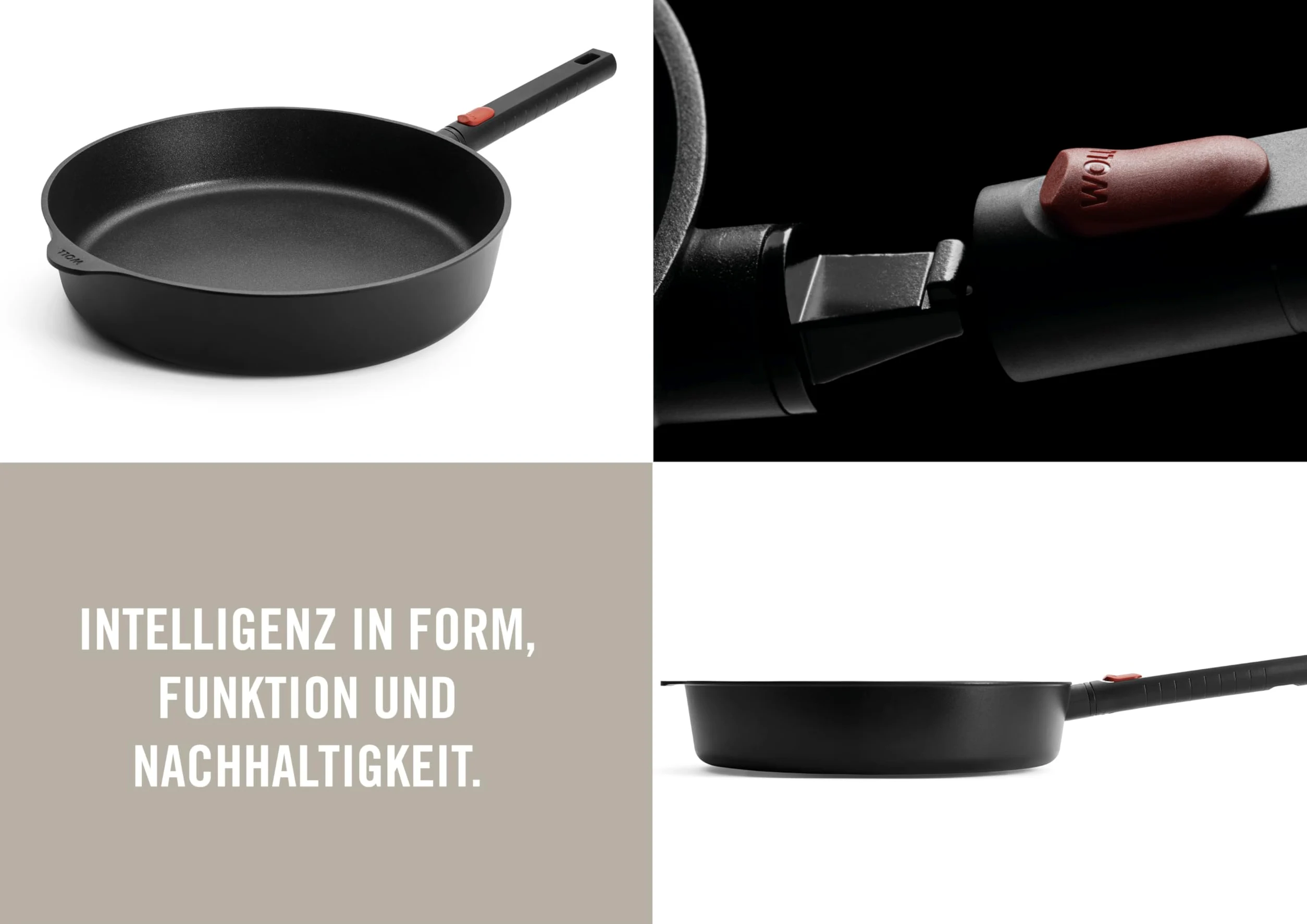 Woll Eco Logic QXR - Padella a bordo alto, induttiva, diametro 32 cm, altezza 7 cm, con manico rimovibile, adatta per tutti i piani cottura, senza PFAS, rivestimento antiaderente, in alluminio