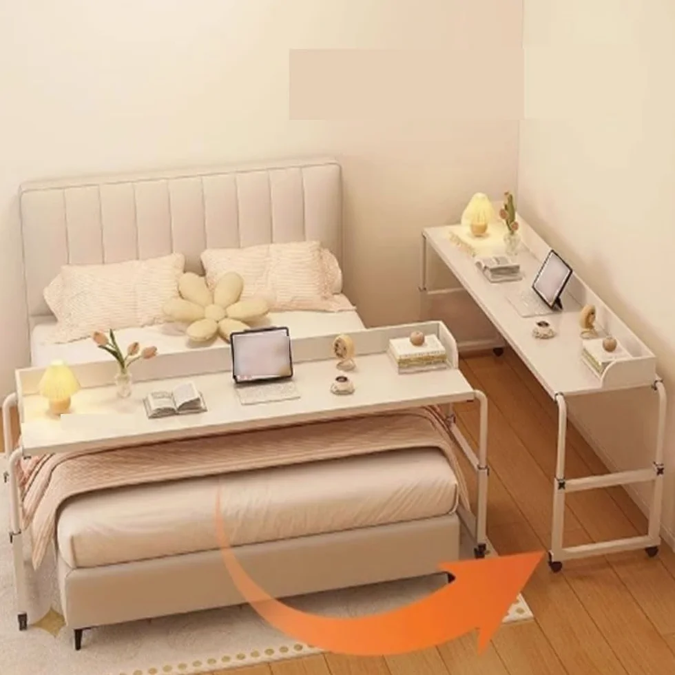 Tavolini Sopraletto, Comodino Regolabile con Ruote Rolling Laptop Desk Overbed Table con Ruote per(Color:Nero)