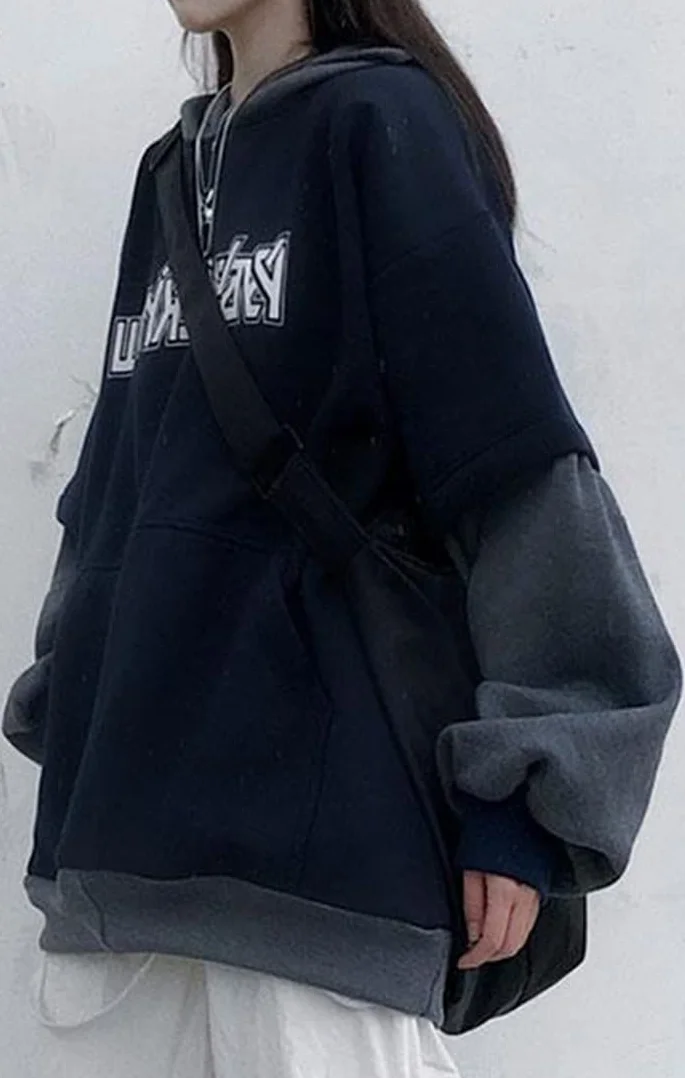 WINKEEY Japan Harajuku Maglione con Cappuccio da Donna Ragazze Autunno Inverno Felpa con Cappuccio Hip Hop Streetwear Punk Carino Felpe Maglione