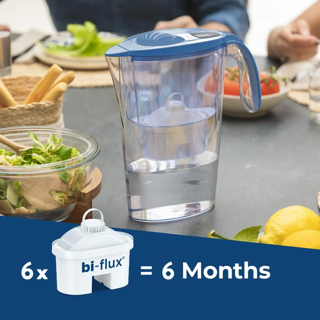 LAICA Stream Line Caraffa Filtrante 2,3L Blu Timer Digitale 6 Filtri bi-flux Inclusi Made in Italy