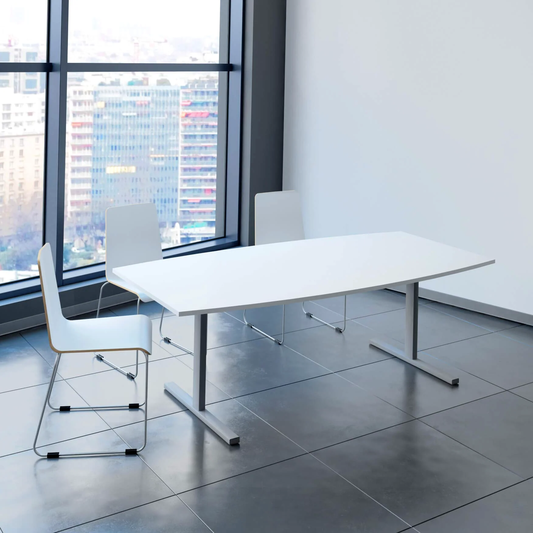 Weber Büroleben GmbH Easy - Tavolo da conferenza a forma di barca, 200 x 100 cm, colore struttura: argento
