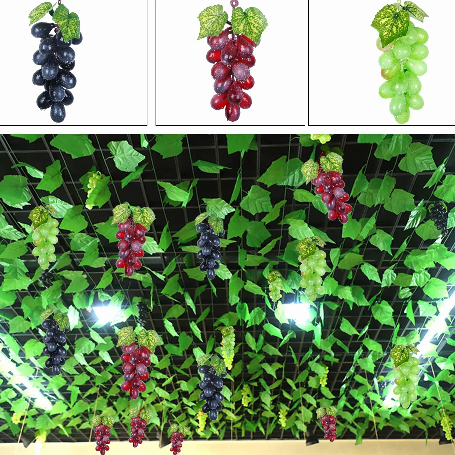 9 Pezzi Uva Grappoli Realistici Finta Frutta Artificiale per Decorazione Vino