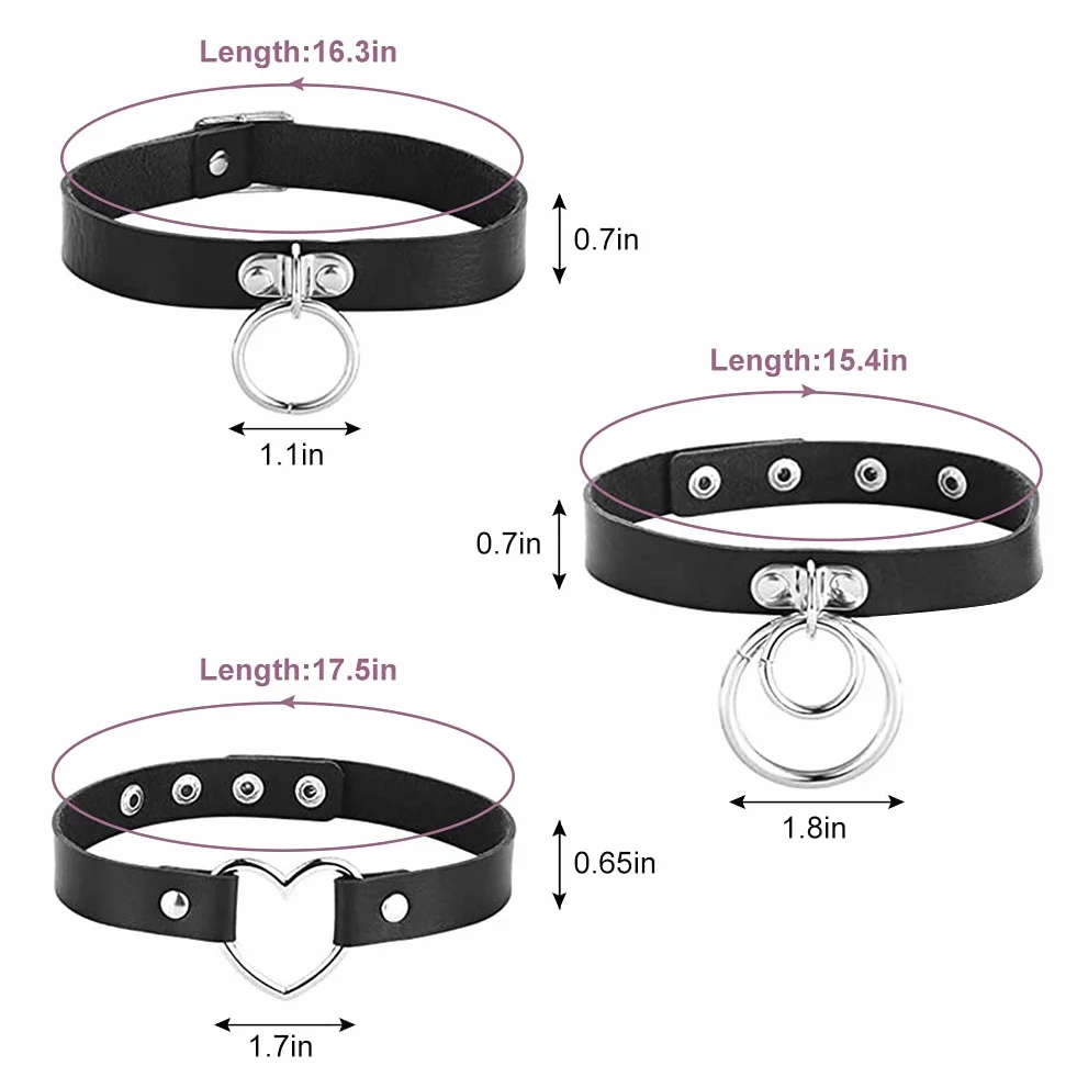 Choker Gothic Regolabile Pu Necklace Collana Girocollo In Pelle Da Uomo E Donna Nero