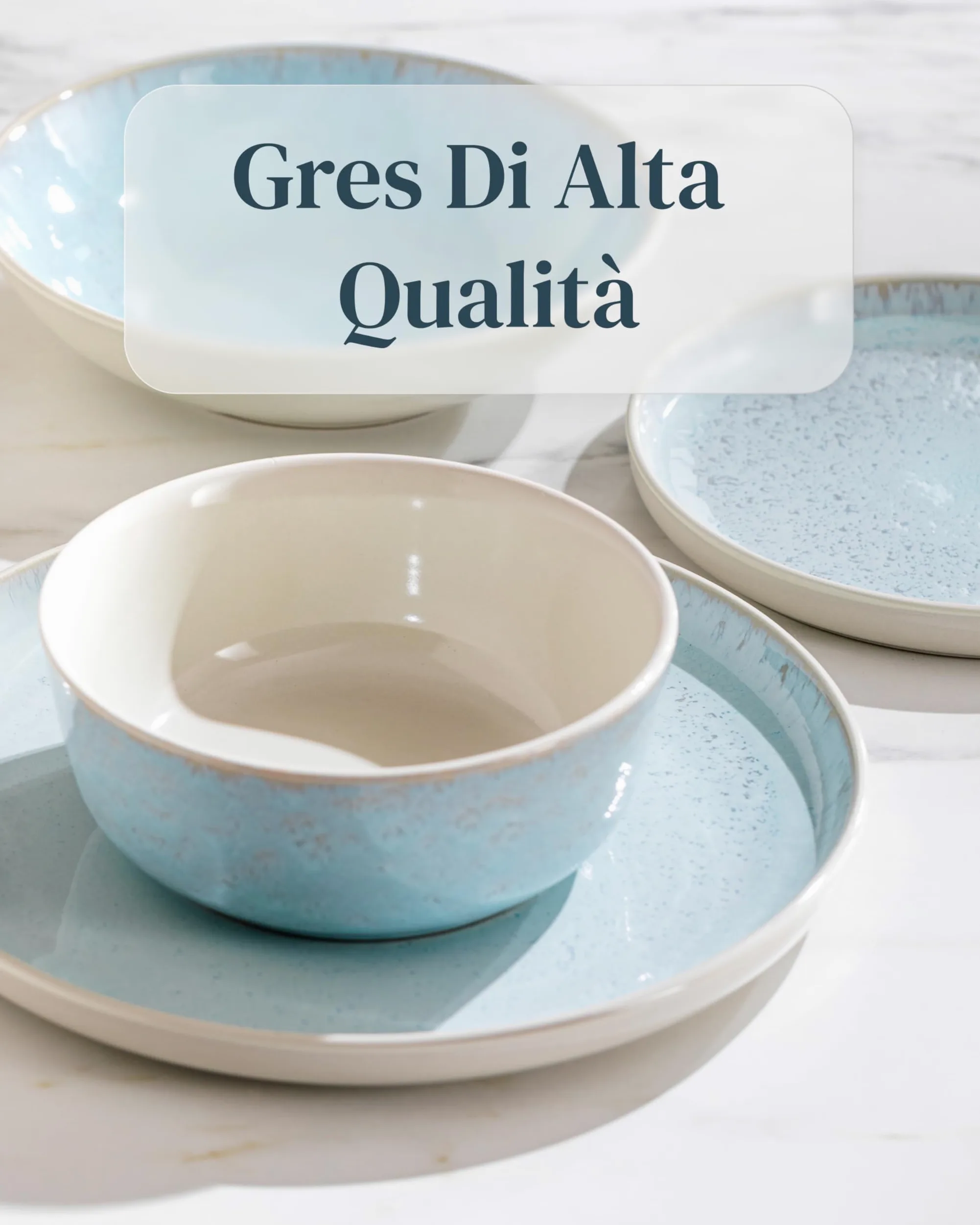 Servizio Piatti Ibiza per 4 Persone, 12 Pezzi Set Piatti Moderni Compatibile con Lavastoviglie e Microonde - Set da Tavola e Cucina di Pure Living Beige-blu