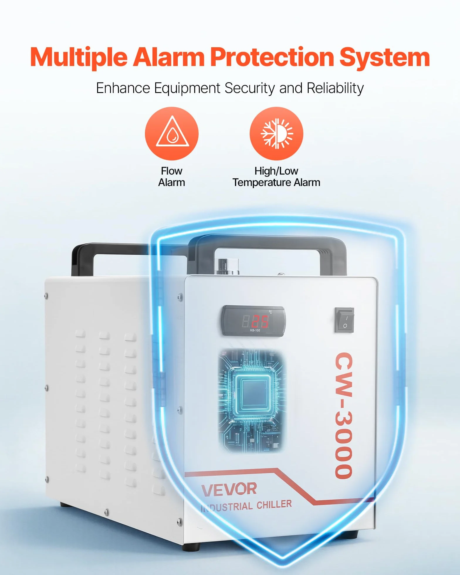 VEVOR Refrigeratore d'Acqua Industriale CW-3000 per Incisione Laser 65W, Capacità 9L, Portata 10L/min