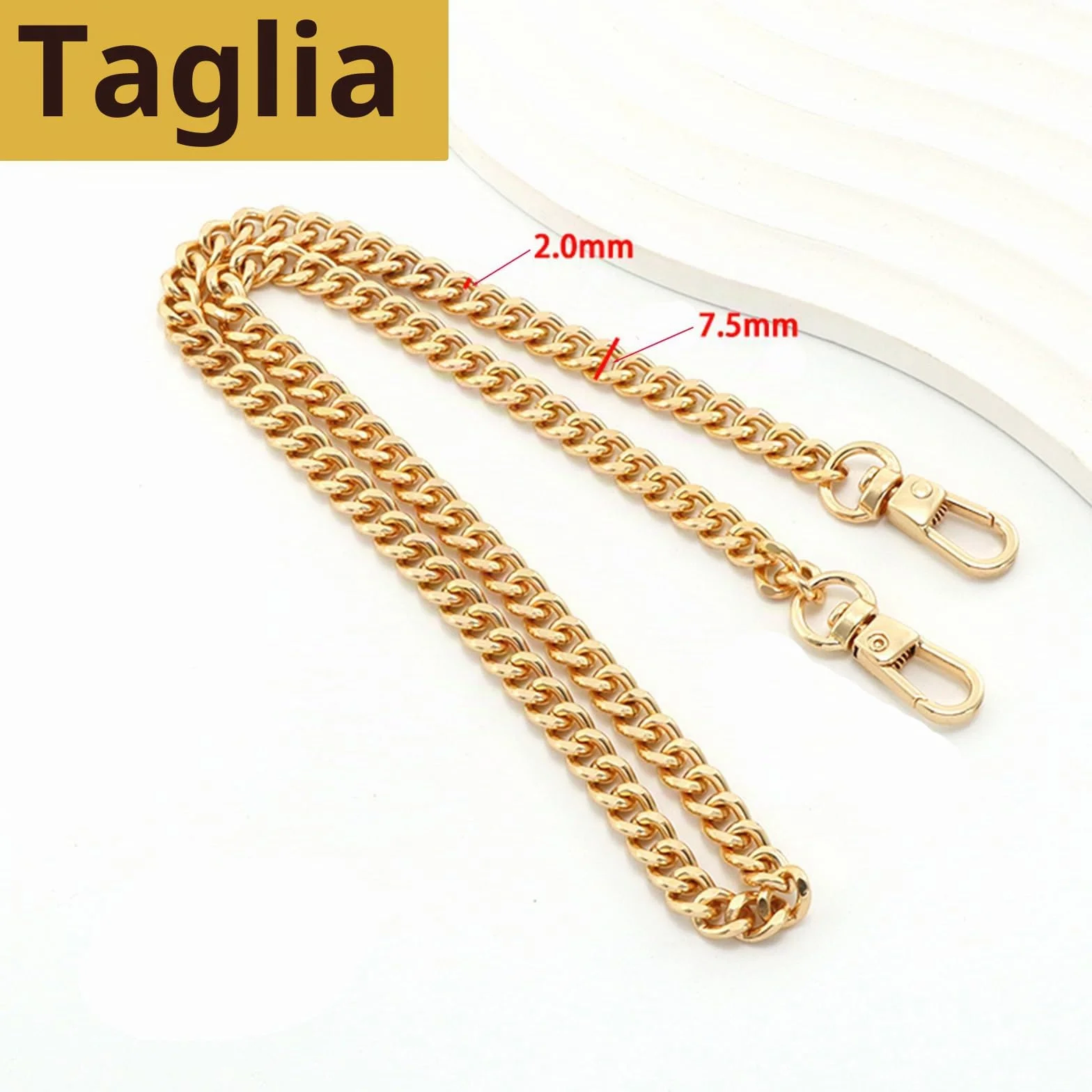 Catena per Borsa 120 cm Oro, Cinturino Regolabile con Fibbia Metallica, Cinghia Rimovibile