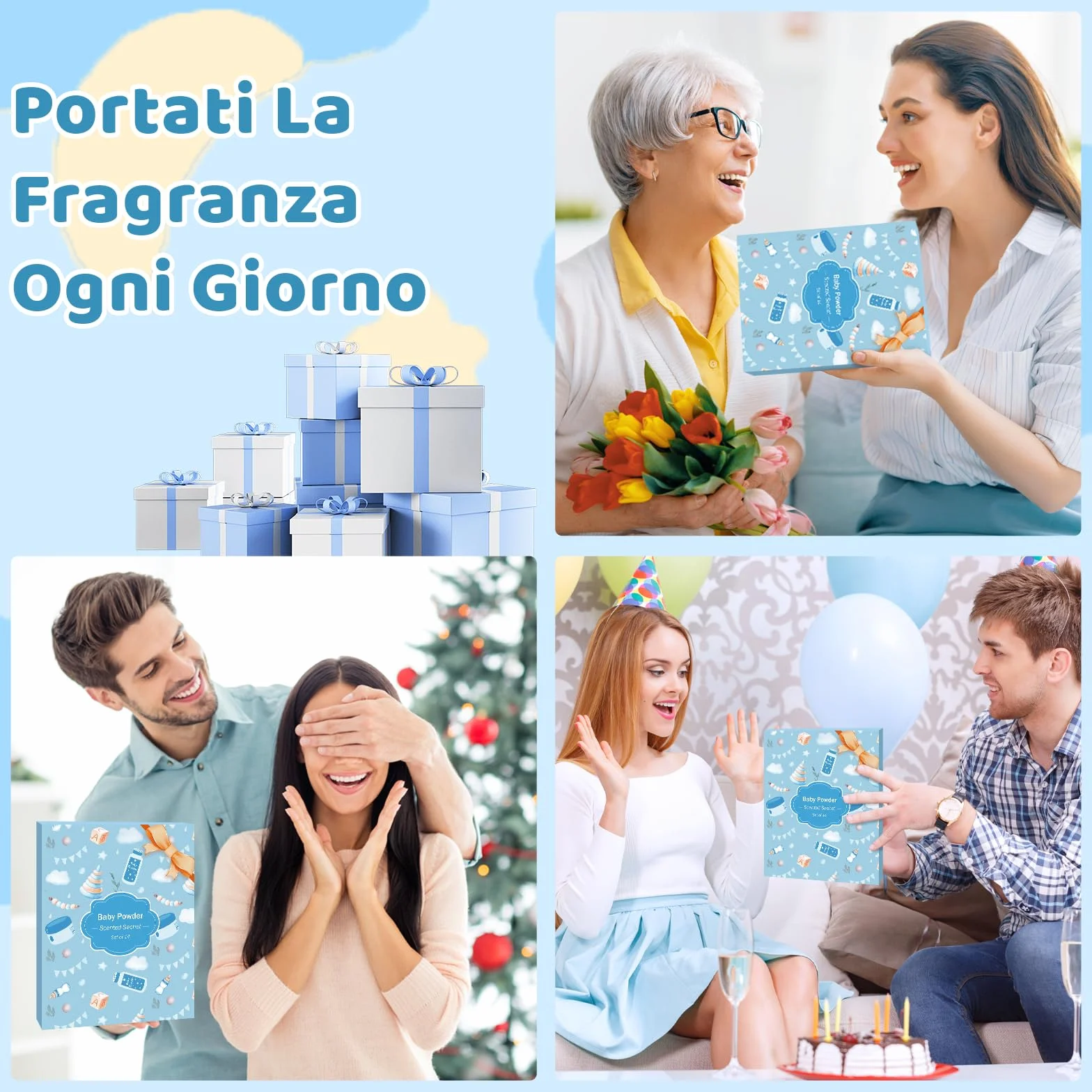 SCENTORINI Sacchetti Profumati, Profumatore Armadio Profumi di Talco per Bambini, Bustina Profumata per Cassetti Armadi e Guardaroba (10g x 14 bustine)