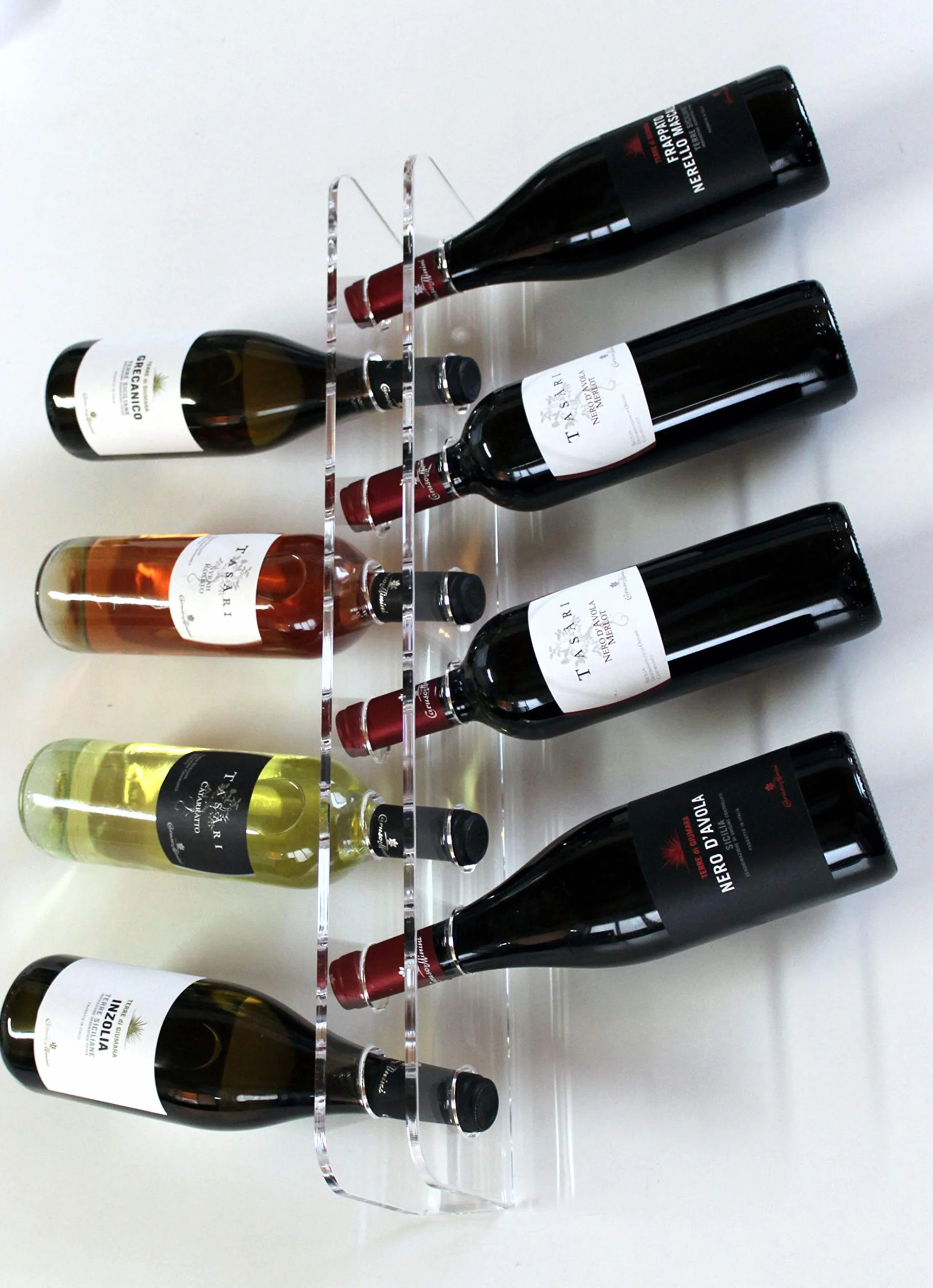 Agplex Cantinetta Vino - Portabottiglie Vino da Parete in vetro acrilico plexig. - Porta Bottiglie di Vino trasparente (Capacità 10 Bottiglie)