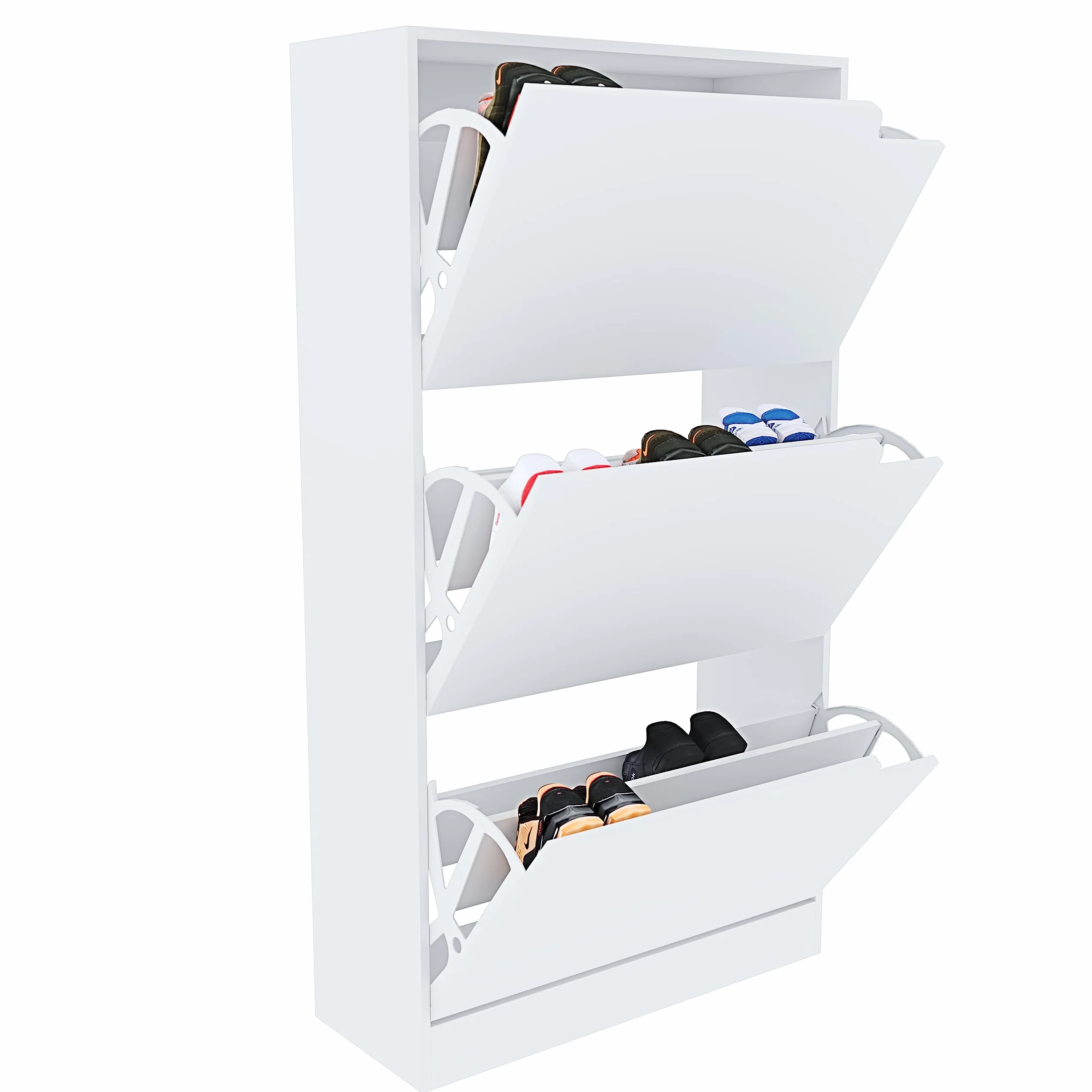 Arreditaly Scarpiera Portascarpe 3 Ante Legno MDF 115x24x63 cm White