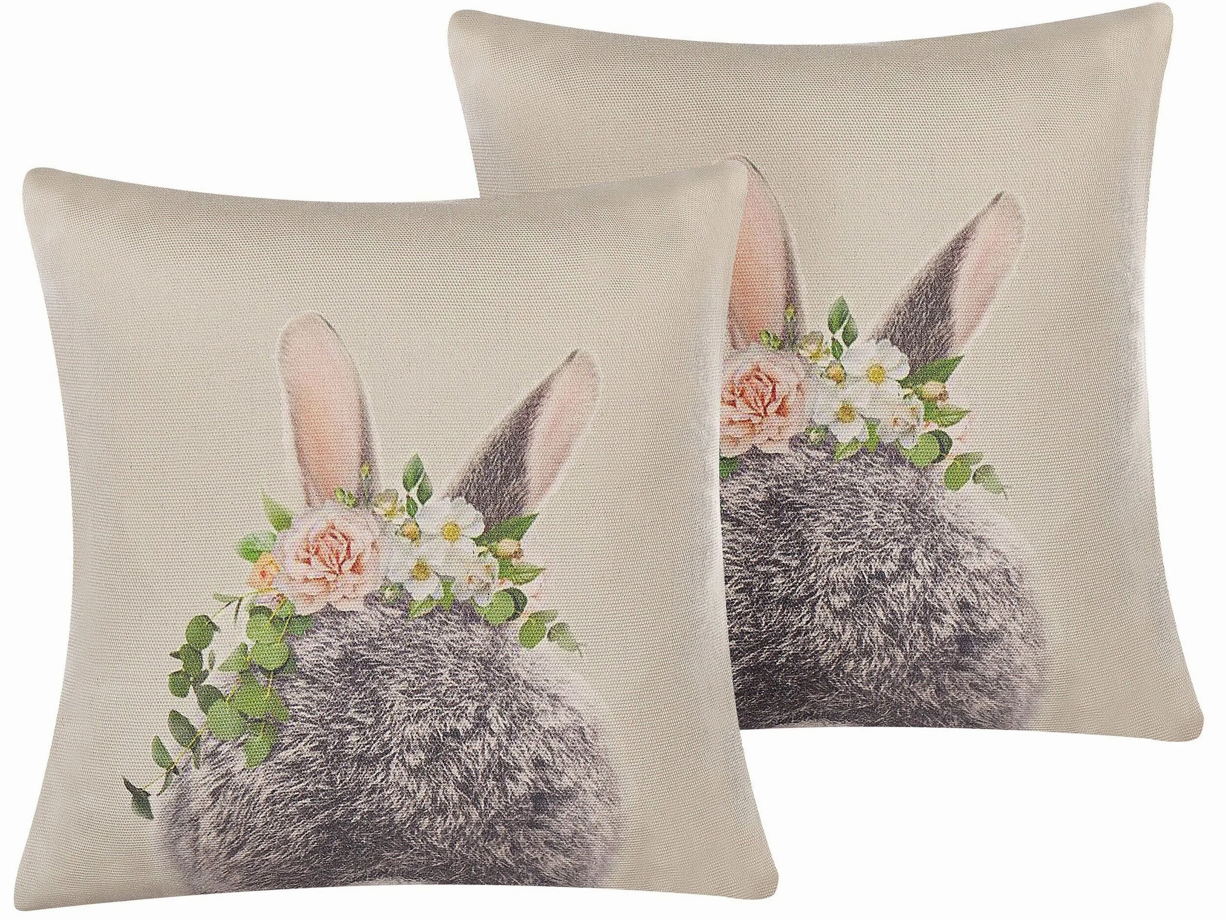 Beliani Set di 2 cuscini decorativi Coniglio Pasquale 45 x 45 cm Talpa