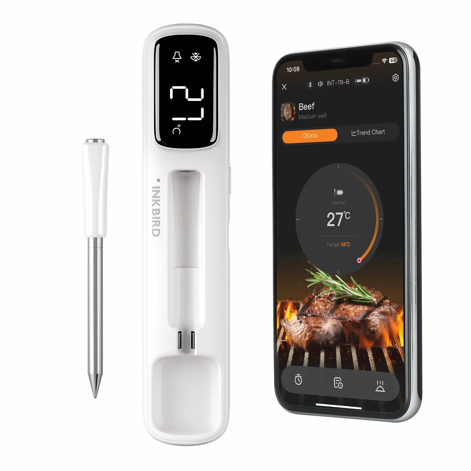 INKBIRD Termometro per Carne Wireless Bluetooth 5.4 305m IP67 Impermeabile