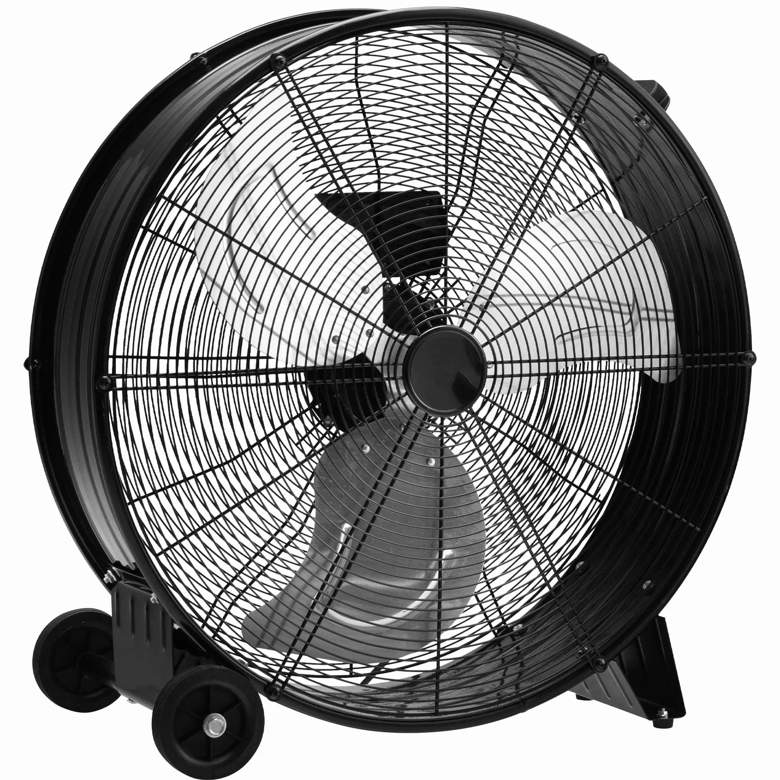 COSTWAY Ventilatore da Terra Industriale a 3 Velocità con Pale in Alluminio, Ventilatore a Piantana Potente ad Alta Velocità su Ruote in Gomma, 180W Max, 65x37x67 cm (Nero)