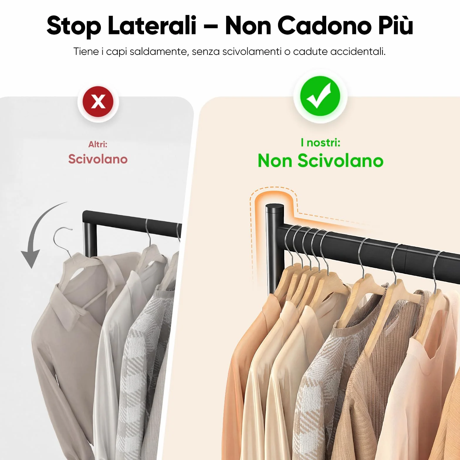HOKEEPER Portavestiti Doppio Resistente a Carichi Pesanti con Grande Capacità, Organizzer di Armadio con Ruote per Boutiques, Camera da Letto, Lavanderia - 180cm