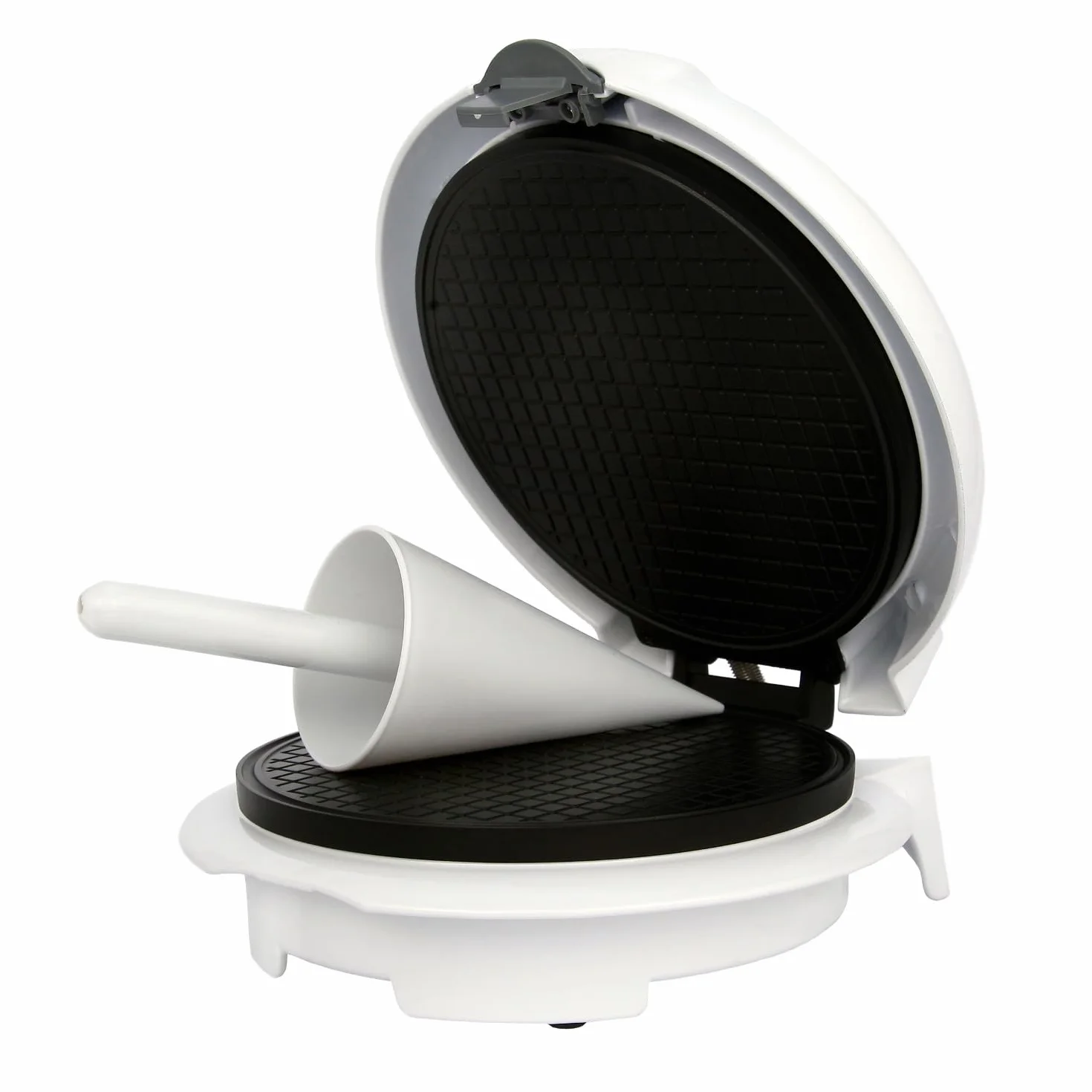 ADLER Macchina per cialde, Diametro 18 cm Piastre Antiaderenti, Regolatore di Temperatura, Coni per Gelato, Wafer Maker Bianco, 1500 W