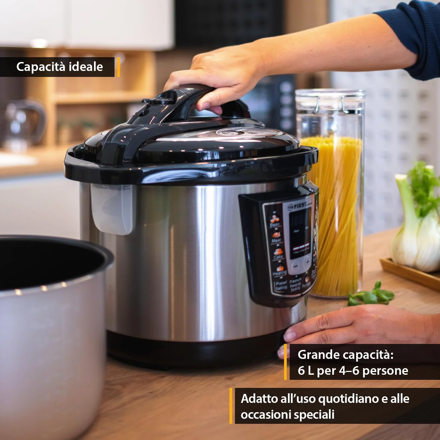 TZS First Austria Multicooker a Pressione Elettrico 6L 1000W 9 Programmi Automatici