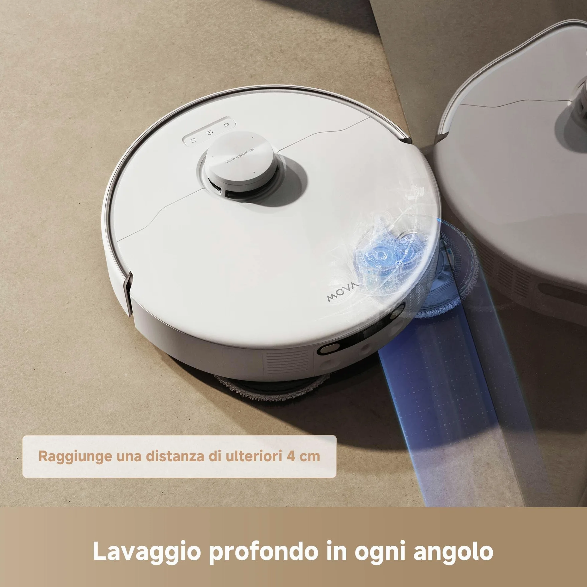 Mova P50 Pro Ultra Robot Aspirapolvere 19000 Pa con Mocio Flessibile, Spazzola Antigroviglio, Svuotamento e Pulizia Auto, Ostacoli Smart, Controllo Vocale, Video e App