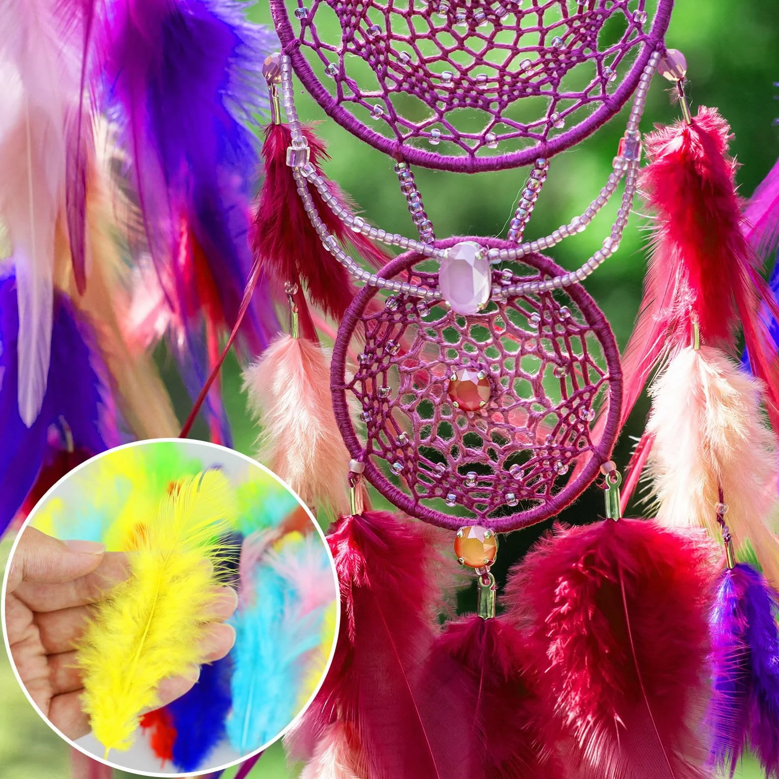 100 Piume d'Oca Colorate per Artigianato e Decorazioni Fai da Te