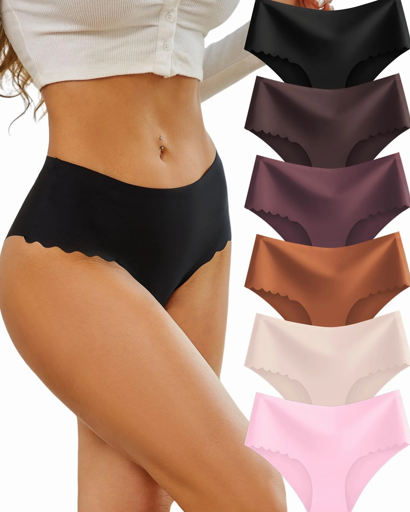 Mutande Donna Senza Cuciture Vita Alta Slip Microfibra Intimo Sexy Multipla Culotte Invisibili Pacco da 6