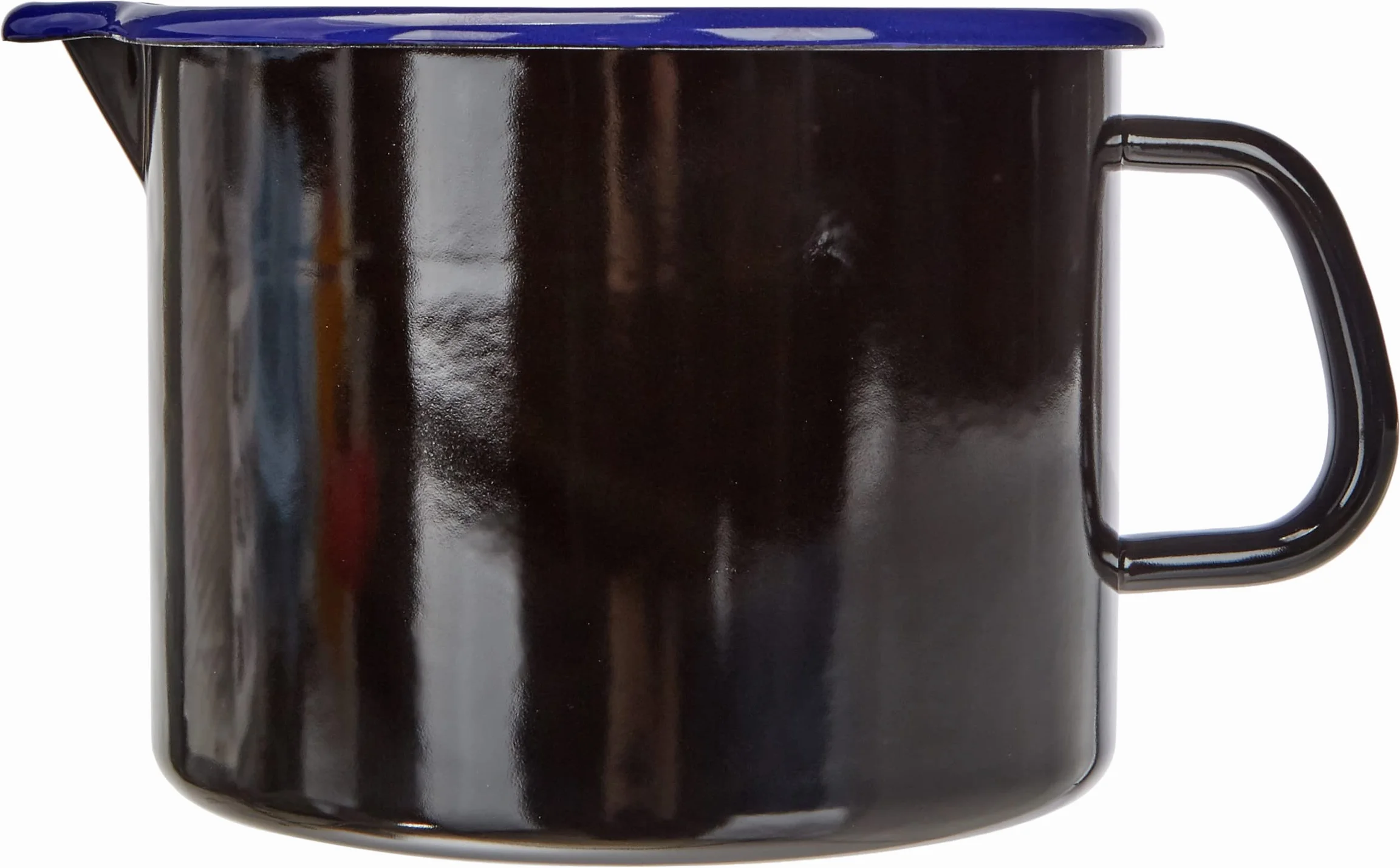 Riess, 0054-025, pentola per becco nero/blu 16, CLASSIC – HOTEL Profi nero/blu, diametro 16 cm, altezza 13 cm, contenuto 2 litri, smaltato, brocca per latte con beccuccio, induzione