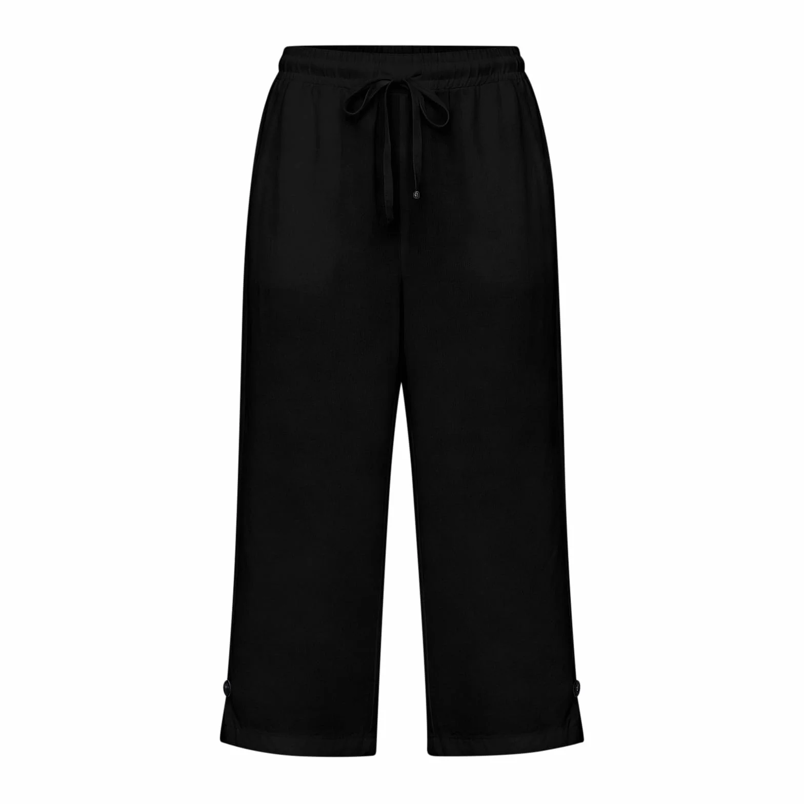 Generico Pantaloni Capri Donna Larghi Estivi Cotone e Lino Pantalone 3/4 Larghi Leggeri Comodi Pinocchietto Elegante Bermuda Donna Estivi Pinocchietti Spiaggia Pantaloncini con Coulisse