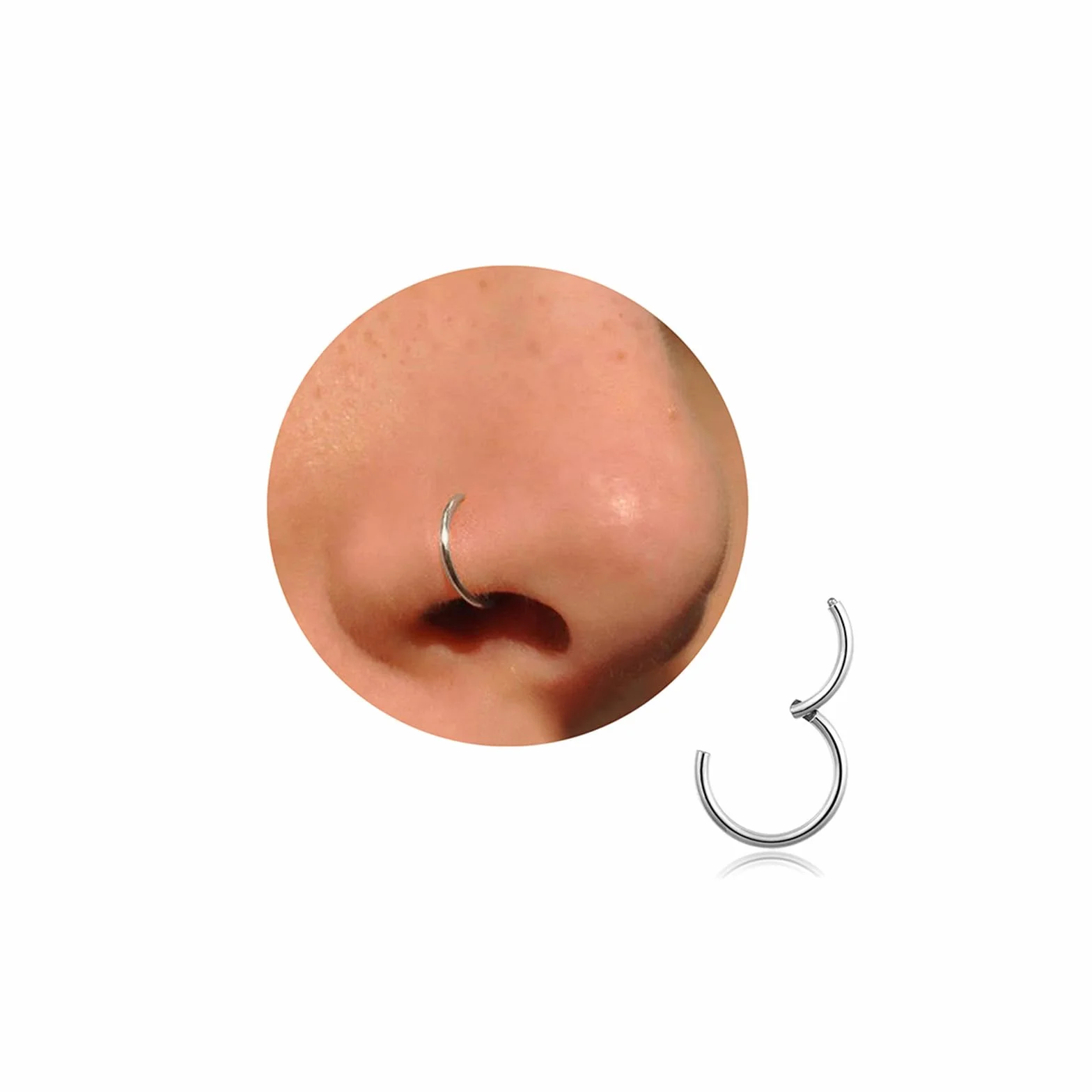 Anello da naso in titanio oro argento sottile 6-10mm setto trago conch labbra