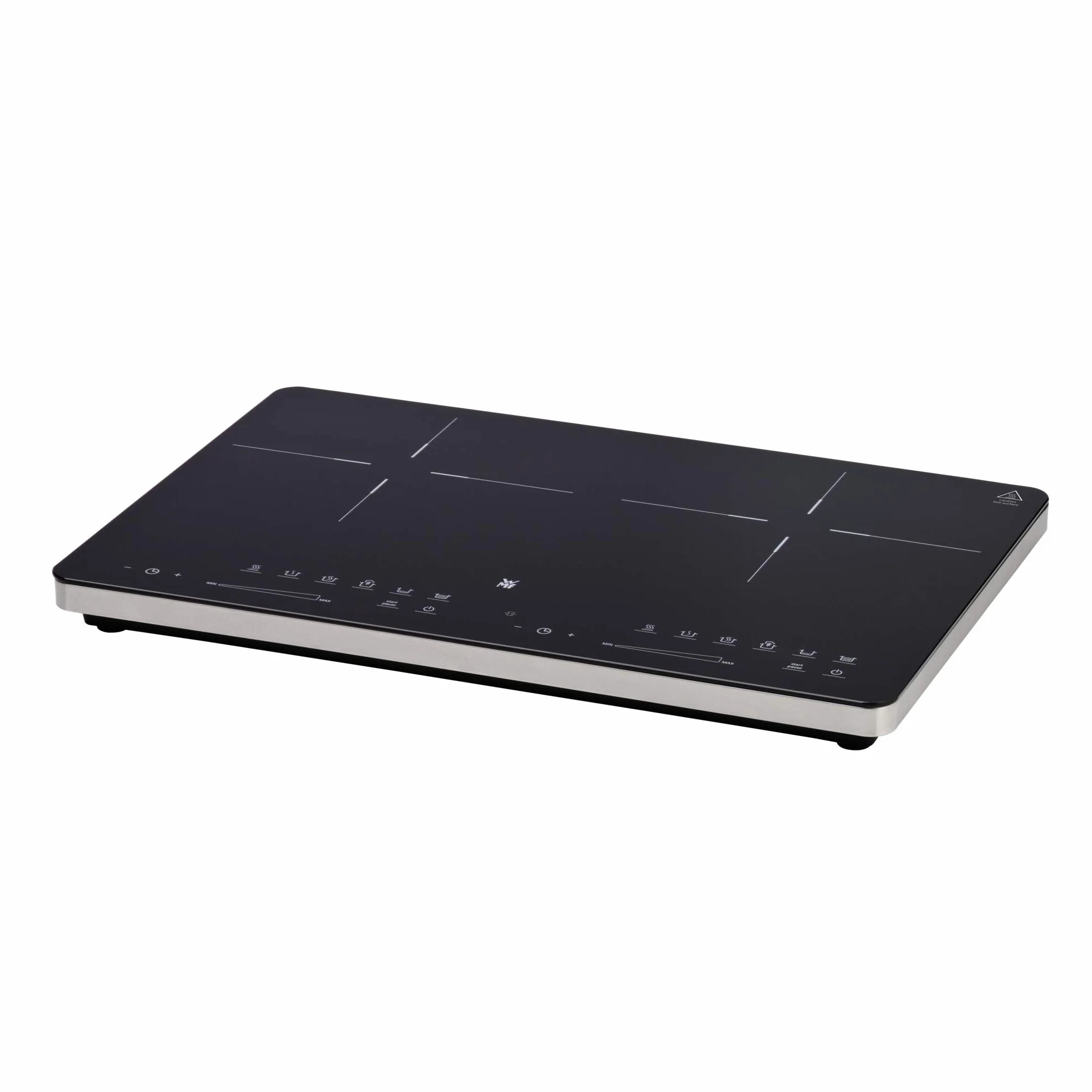 WMF Kult X Doppio piano cottura a induzione, 2 piastre, piano cottura fino a 28 cm, 2 zone di cottura, 8 livelli, rilevamento della pentola, display touch, vetro ceramica, funzione timer, 3500 W