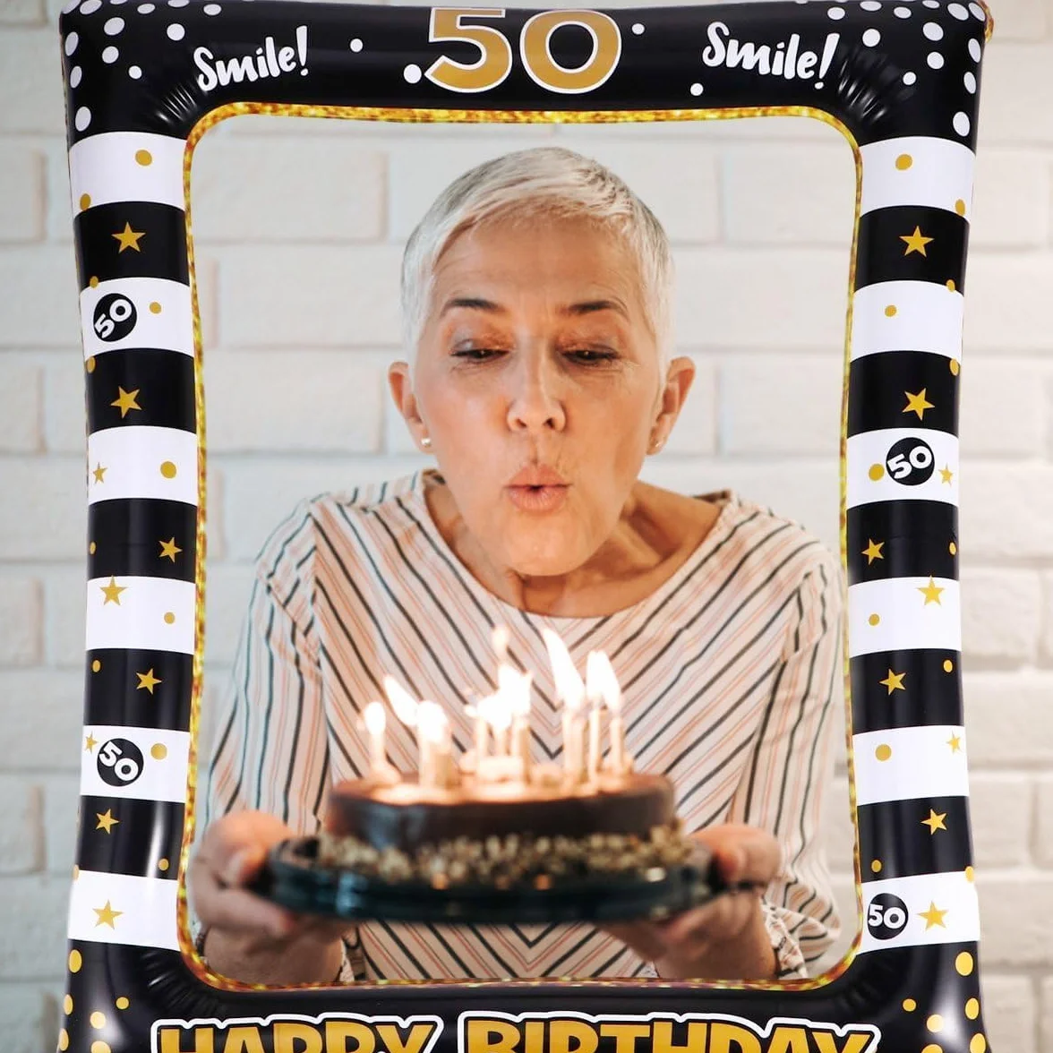 Cornice per foto compleanno 50 Anni, Set oggetti scena, Photo Booth Accessori Fai da Te