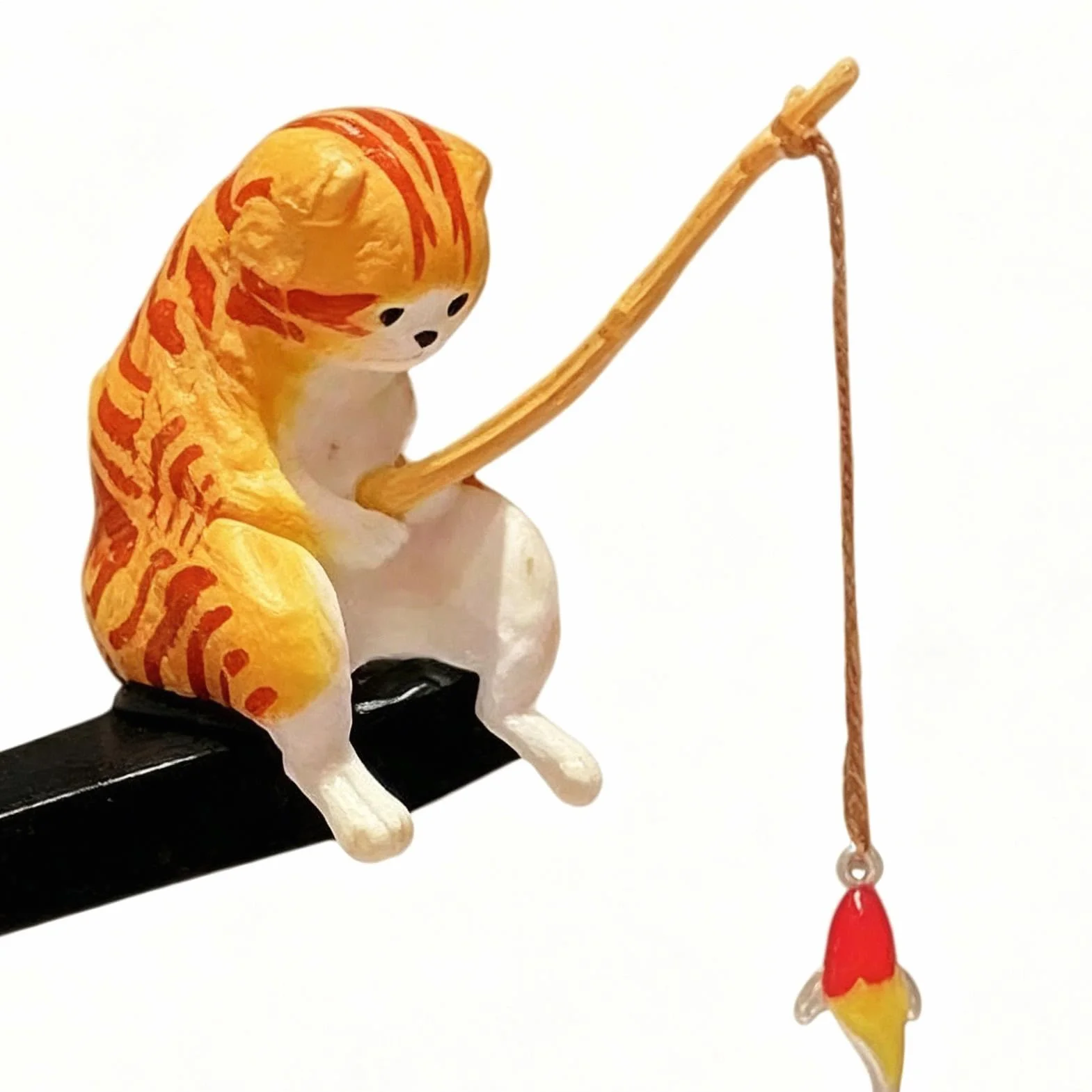 Bastoncini Per Capelli Cinesi 28 G Spillone In Legno Decorativo Gatto Che Pesca Donne Ragazze Adolescenti