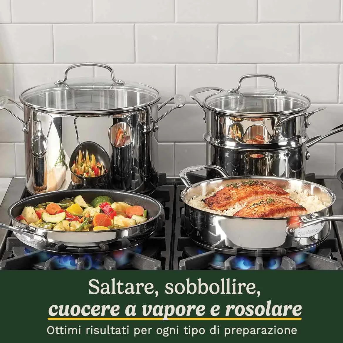 Cuisinart® Chef’s Classic™ Set pentole 11 pezzi | Fondo incapsulato | Induzione | Manici Cool Grip™ | Misure integrate | Lavastoviglie | Cottura uniforme | Acciaio inox