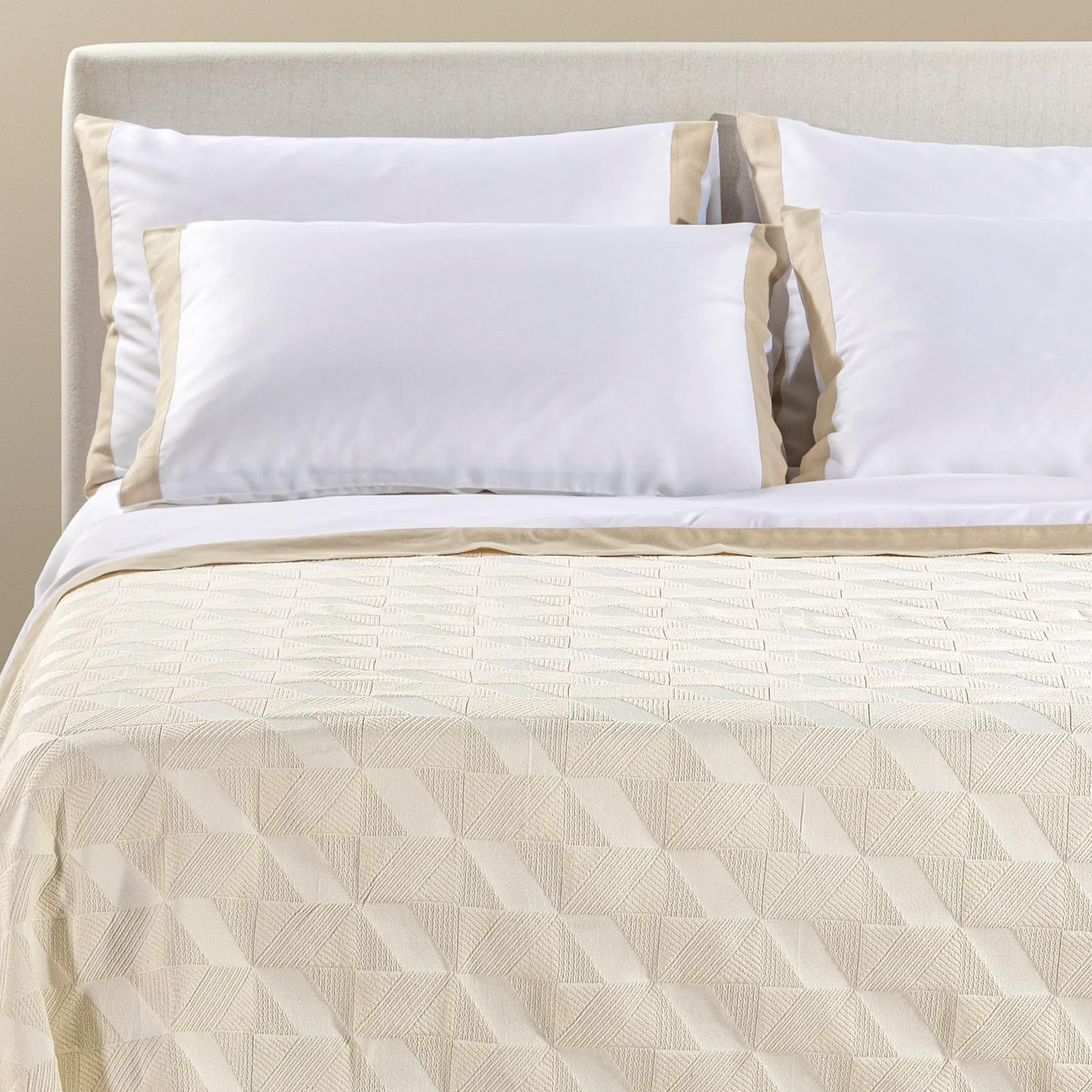 Caleffi Copriletto Matrimoniale 260x260 cm Rapallo – MIsto Cotone Jacquard a Rilievo – Non Trapuntato Primavera Estate – Linea Prima Natura (Avorio)