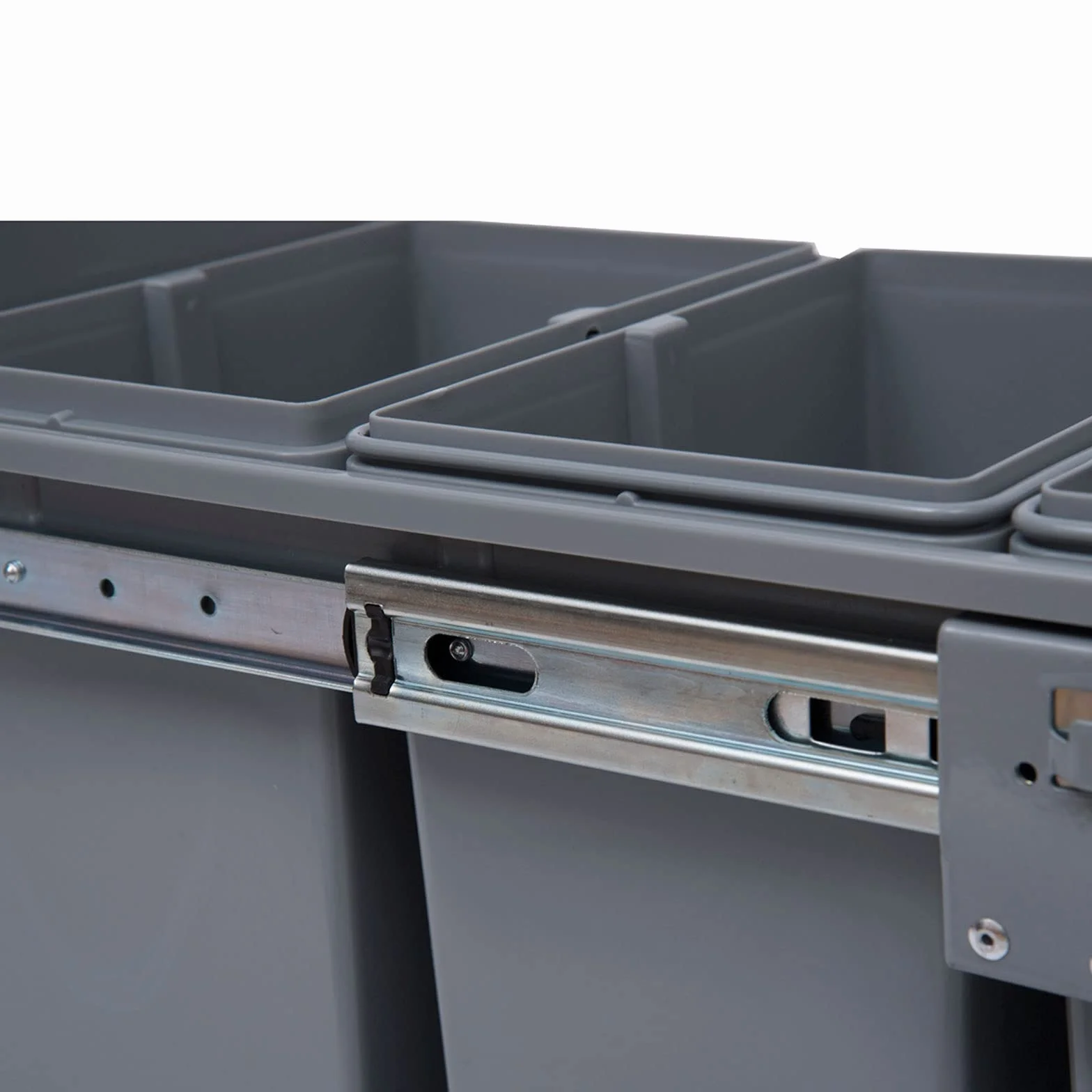 HOMCOM Pattumiera Estraibile da 40L con 3 Contenitori per Raccolta Differenziata, Cestino Spazzatura in Acciaio, ABS e PP, 48x34.2x41.8 cm, Grigio