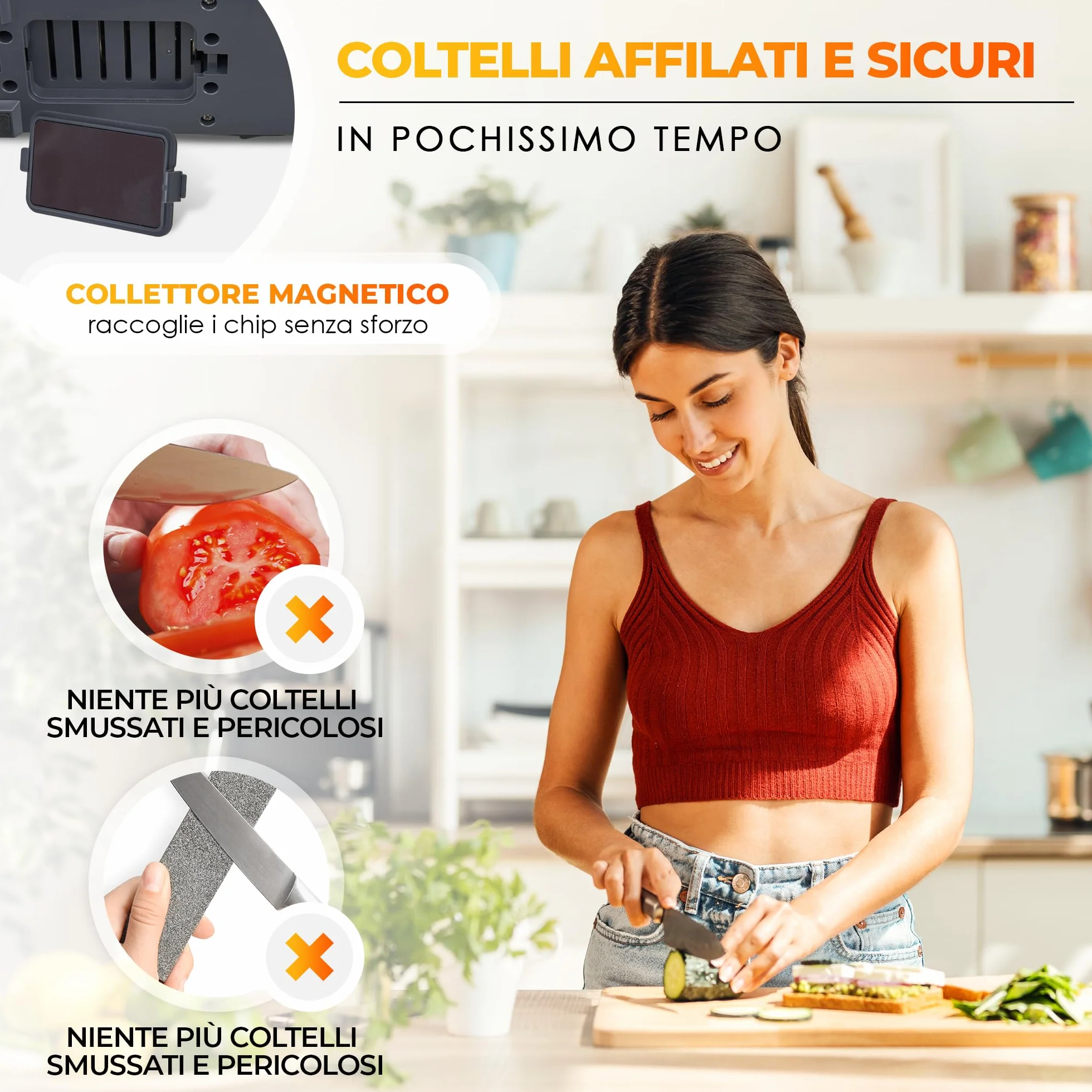 AUSTEIN Affilacoltelli Elettrico Professionale TG2202 Diamante Mole Monocristalline Motore Silenzioso