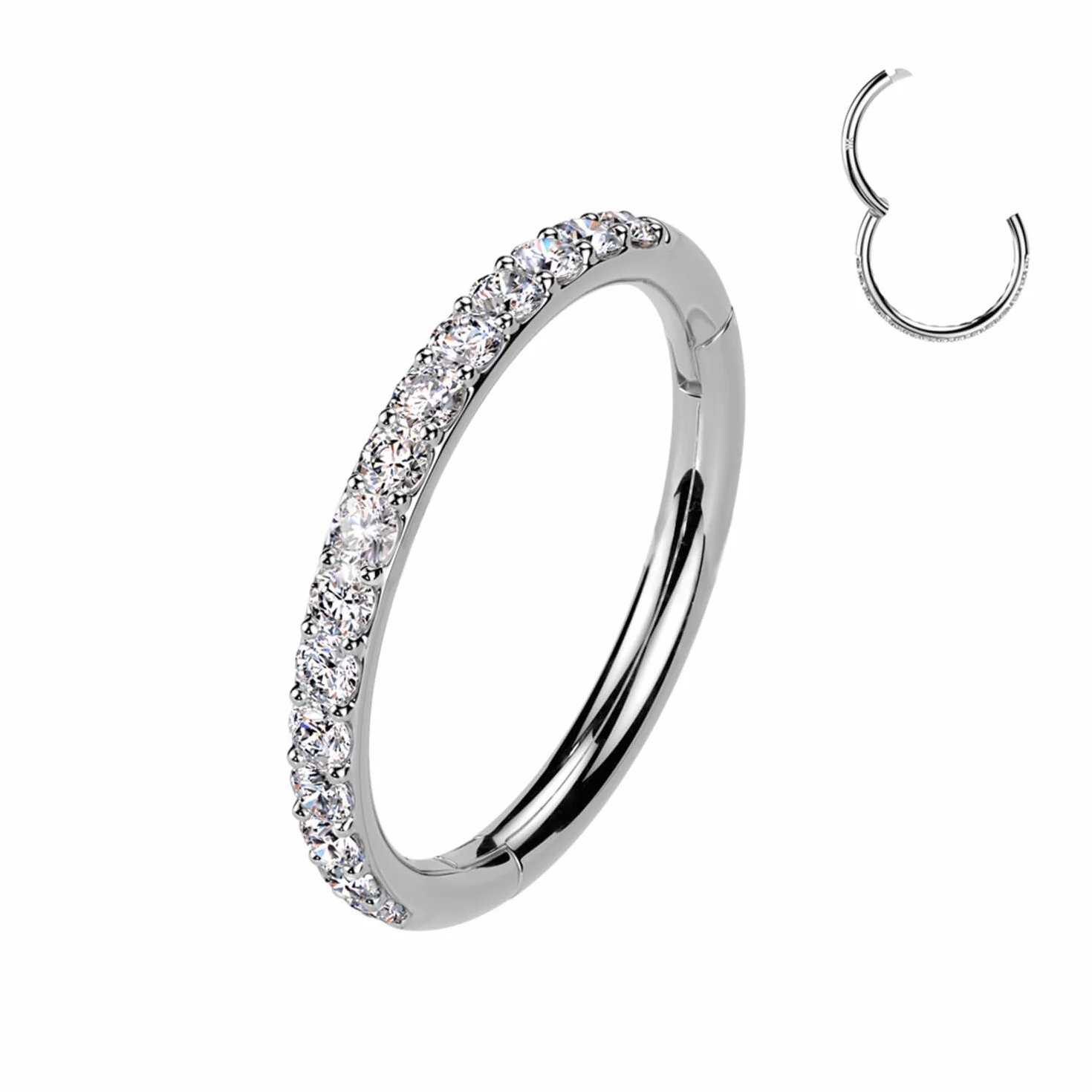 AWAKEN Piercing Orecchini Anello a Clicker Cerchio con Cristalli Brillanti Cartilagine Septum Helix in Acciaio Chirurgico 316L