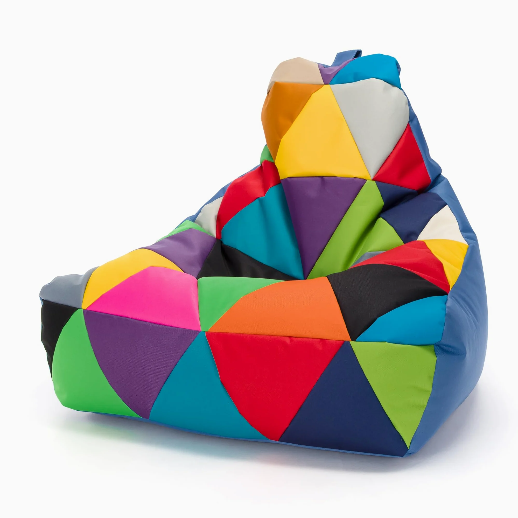 Ecopuf - Pouf Keiko Patchwork Poltrona da Esterno Impermeabile - Pouf Imbottito in Palline di Polistirolo - Relax Soggiorno - M - 100x80x85 cm, Miscela/Blu