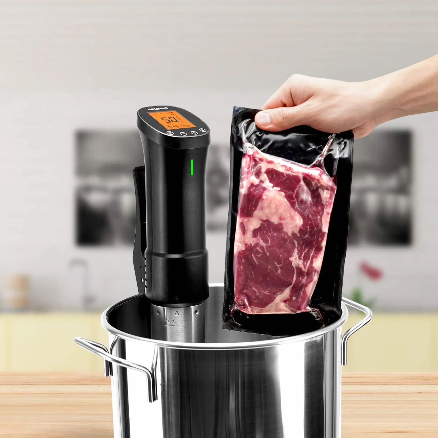 INKBIRD WiFi Sous Vide Roner 1000W Professionale 0°C~90°C Cottura Bassa Temperatura con Ricette APP ISV-200W