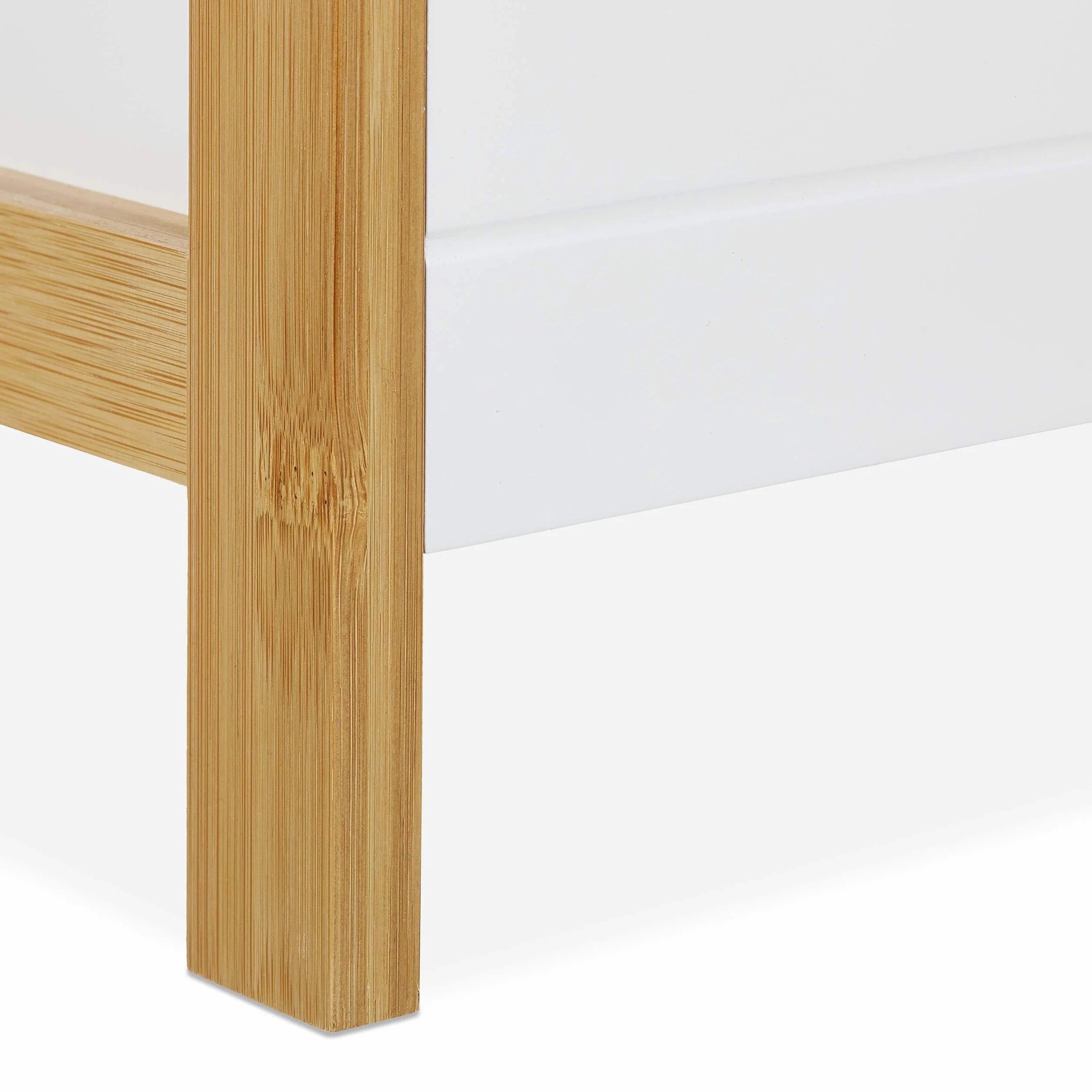 Relaxdays Scaffale Bagno a Colonna con 3 Cesti 74,5x28x20 cm Bambù MDF Naturale Bianco